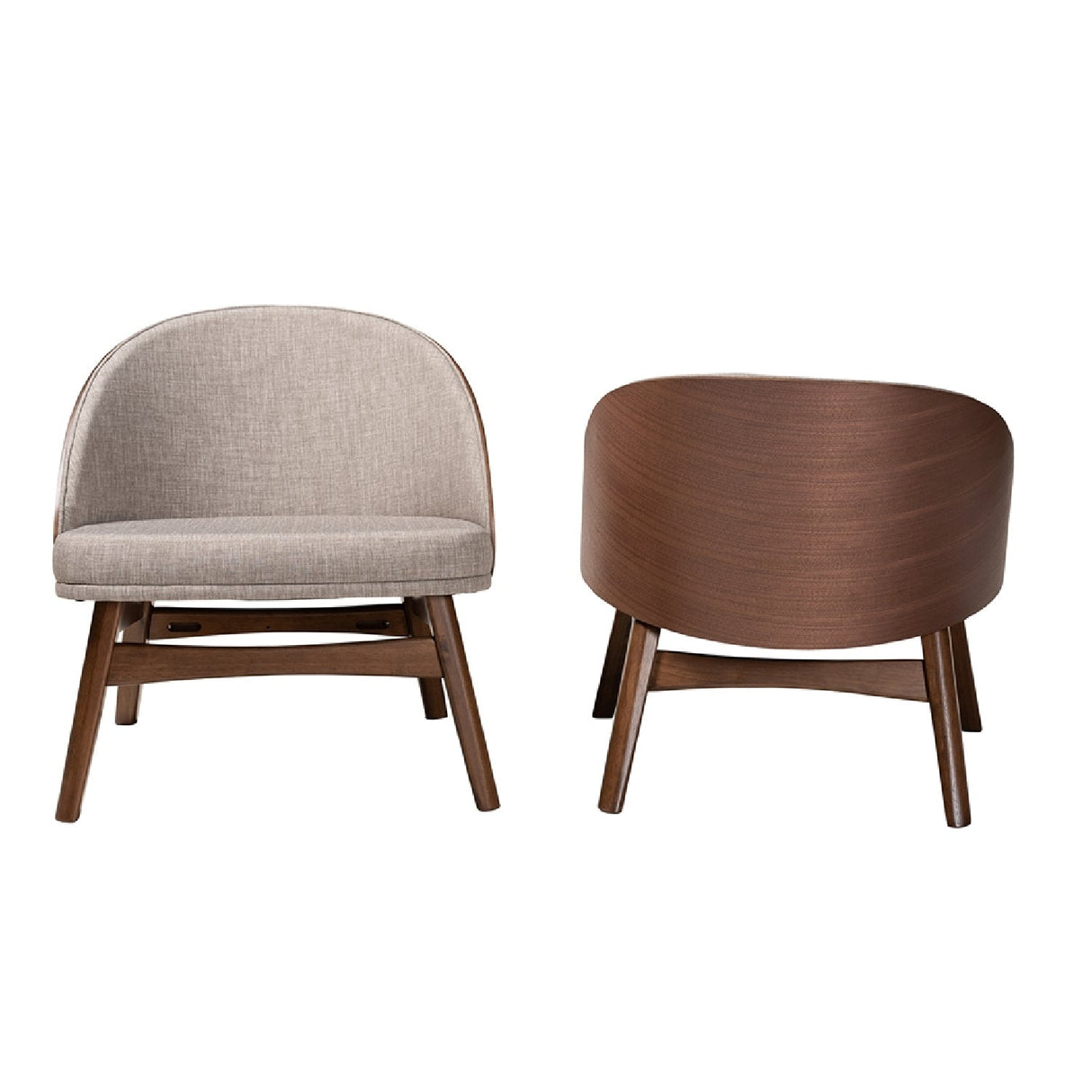 Modern European furniture - Walnut Framed Curved Accent Chairs 2 - www.oroa.com
