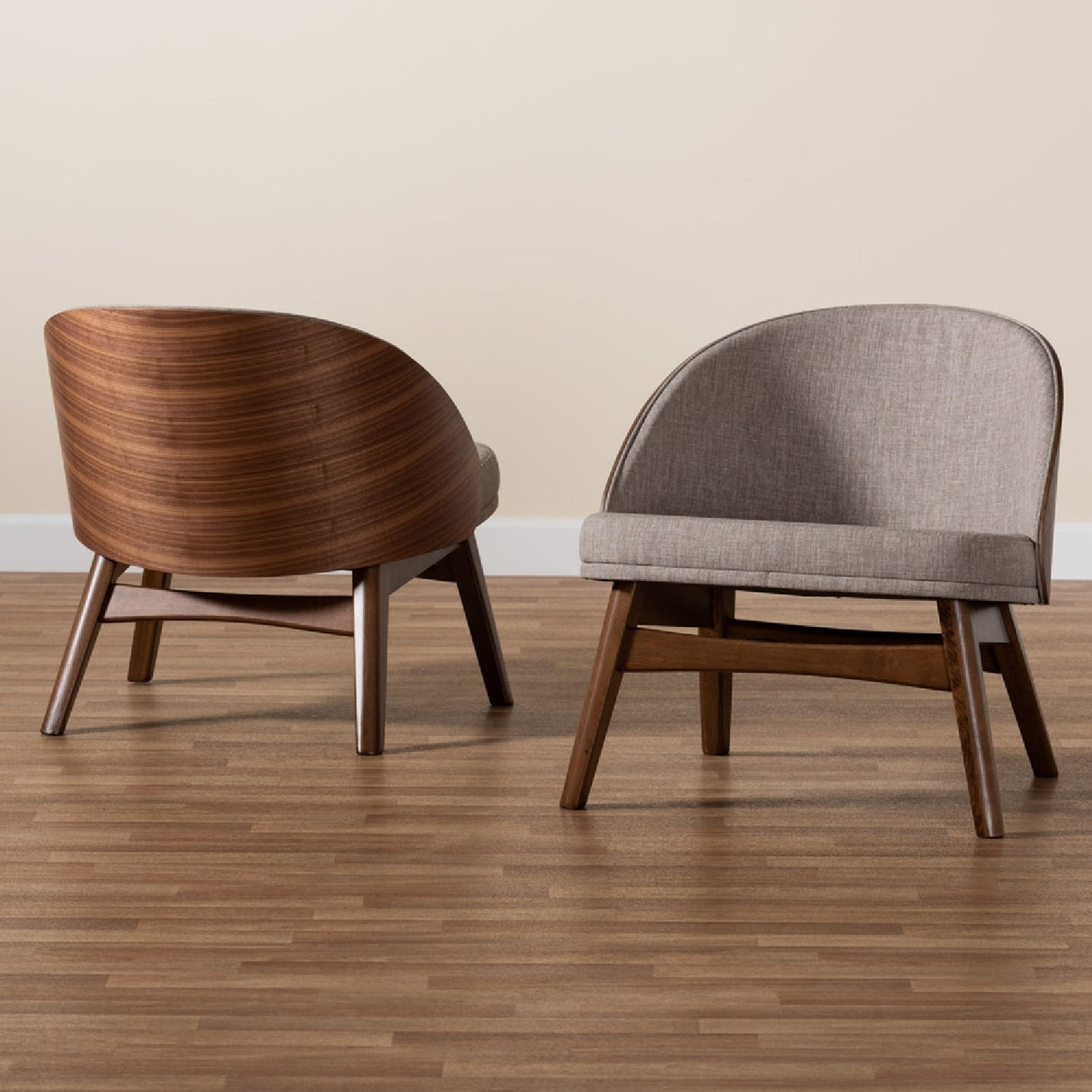 Modern European furniture - Walnut Framed Curved Accent Chairs 2 - www.oroa.com
