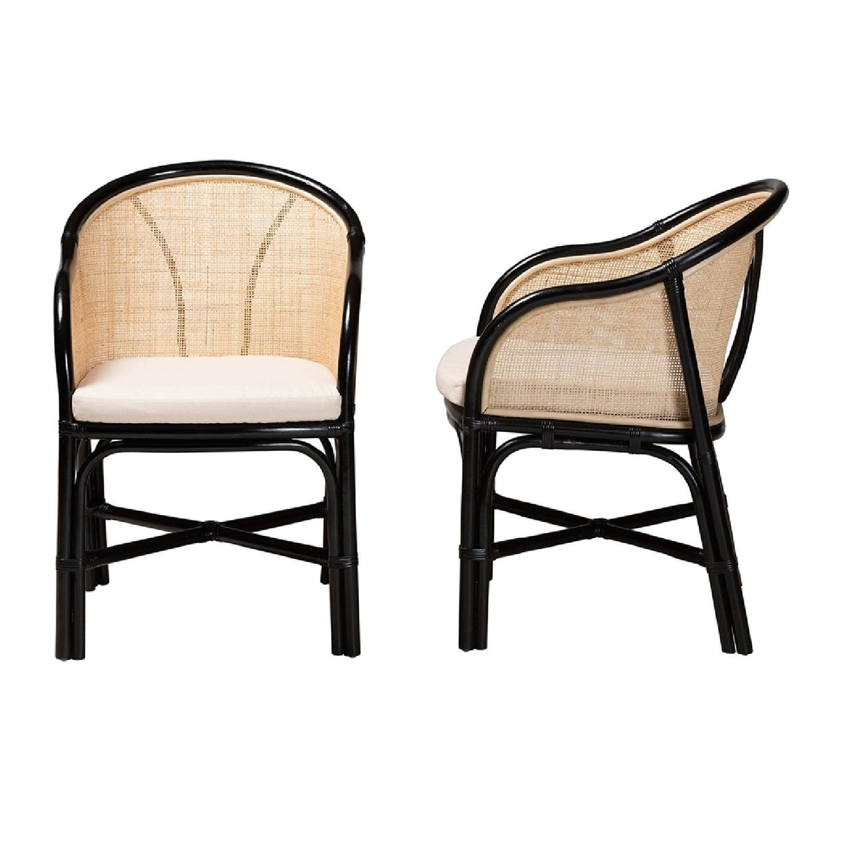 Black Framed Rattan Dining Chairs 2 | Bali Loom Miranda | Oroa.com