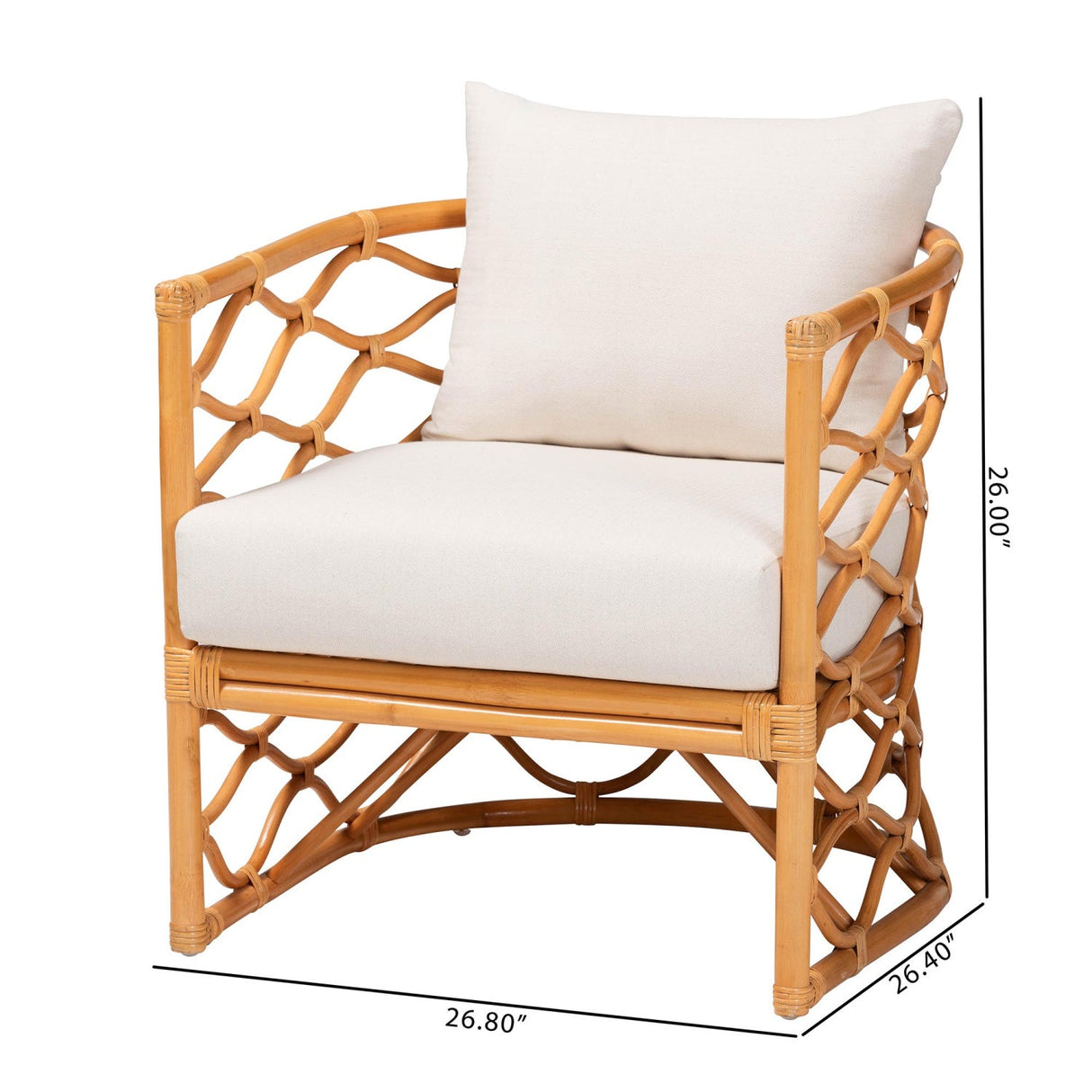Modern European furniture - Curved Rattan Padded Accent Chair - www.oroa.com