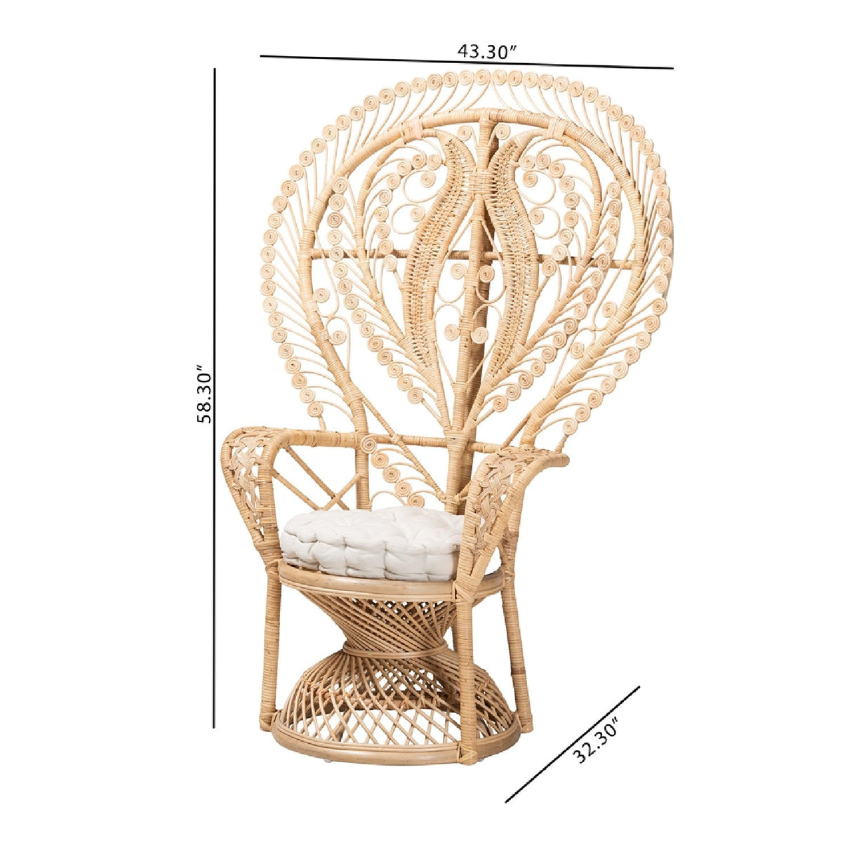Modern European furniture - Rattan Indoor Semi Outdoor Peacock Accent Chair - www.oroa.com