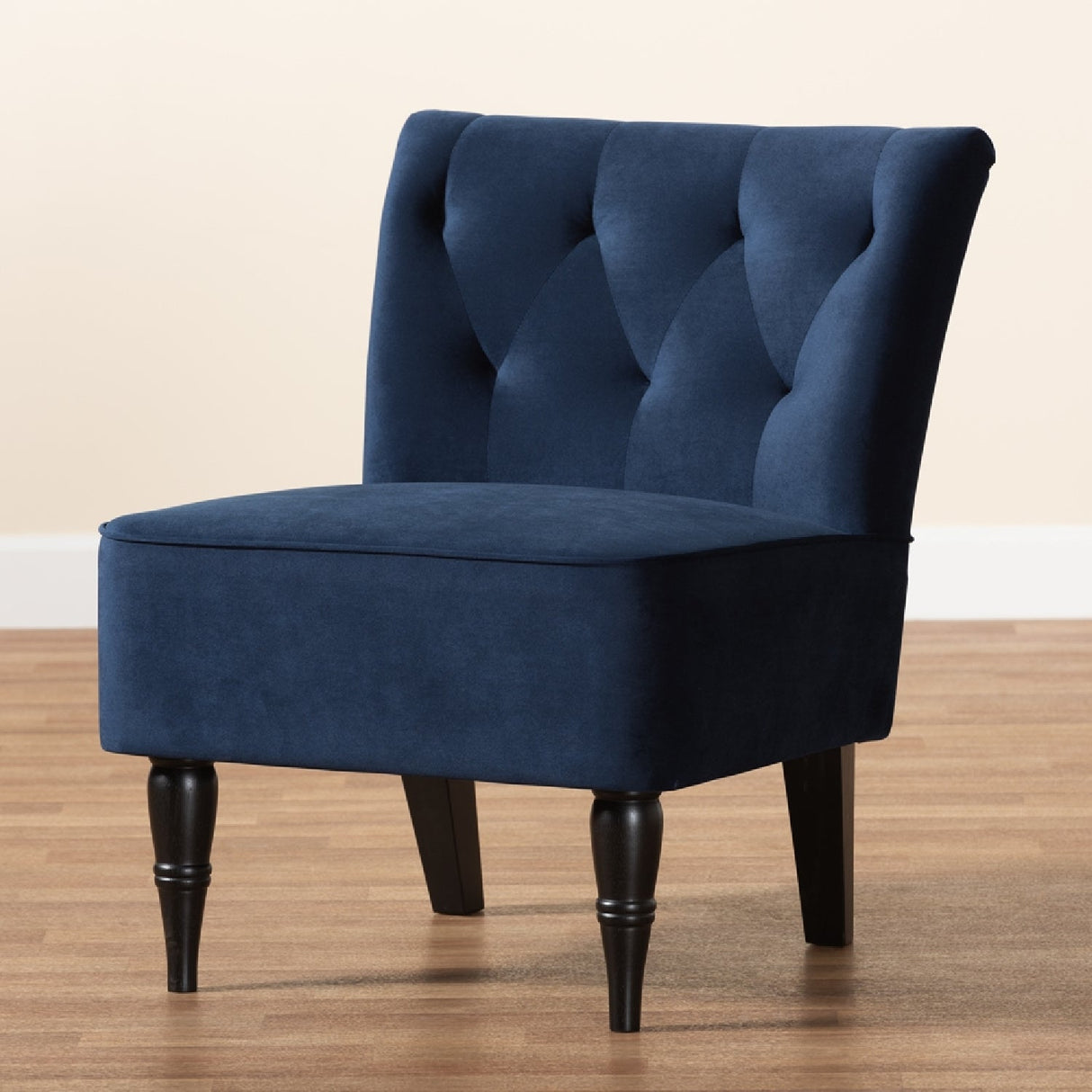 Modern European furniture - Tufted Blue Velvet Accent Chair - www.oroa.com