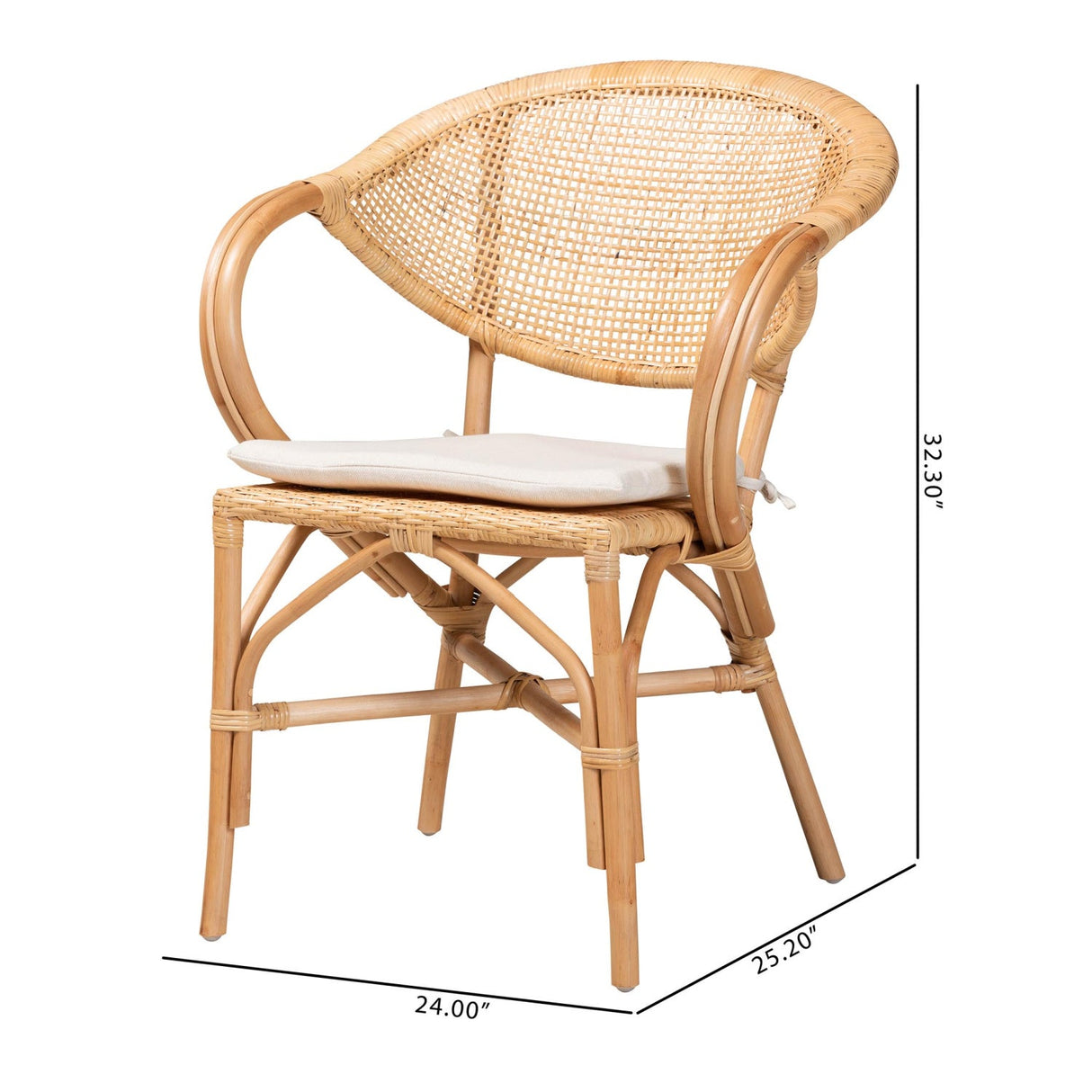 Modern European furniture - Natural Rattan Framed Dining Chair - www.oroa.com