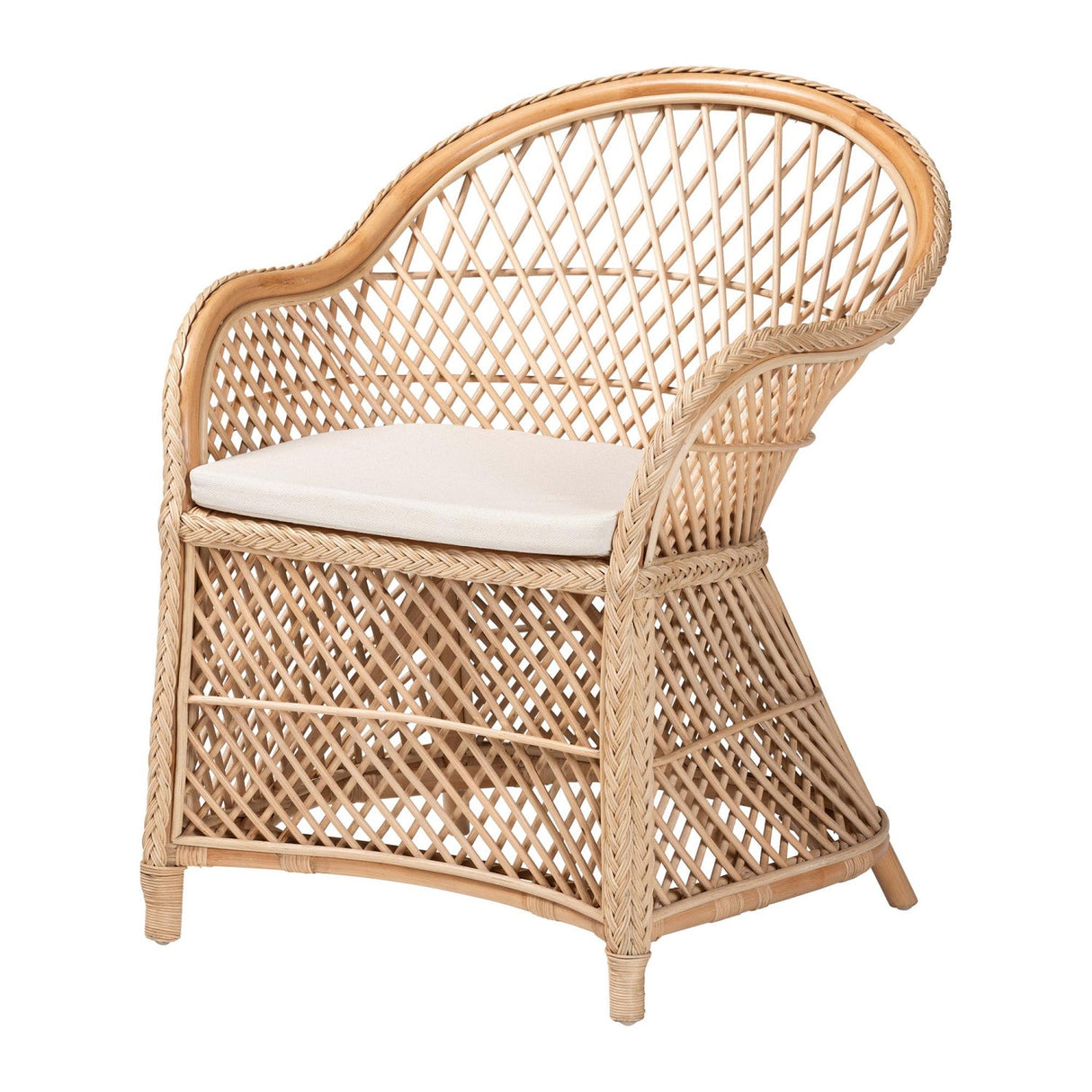 Braided Rattan Bohemian Accent Armchair | Bali Loom Casilda | Oroa.com