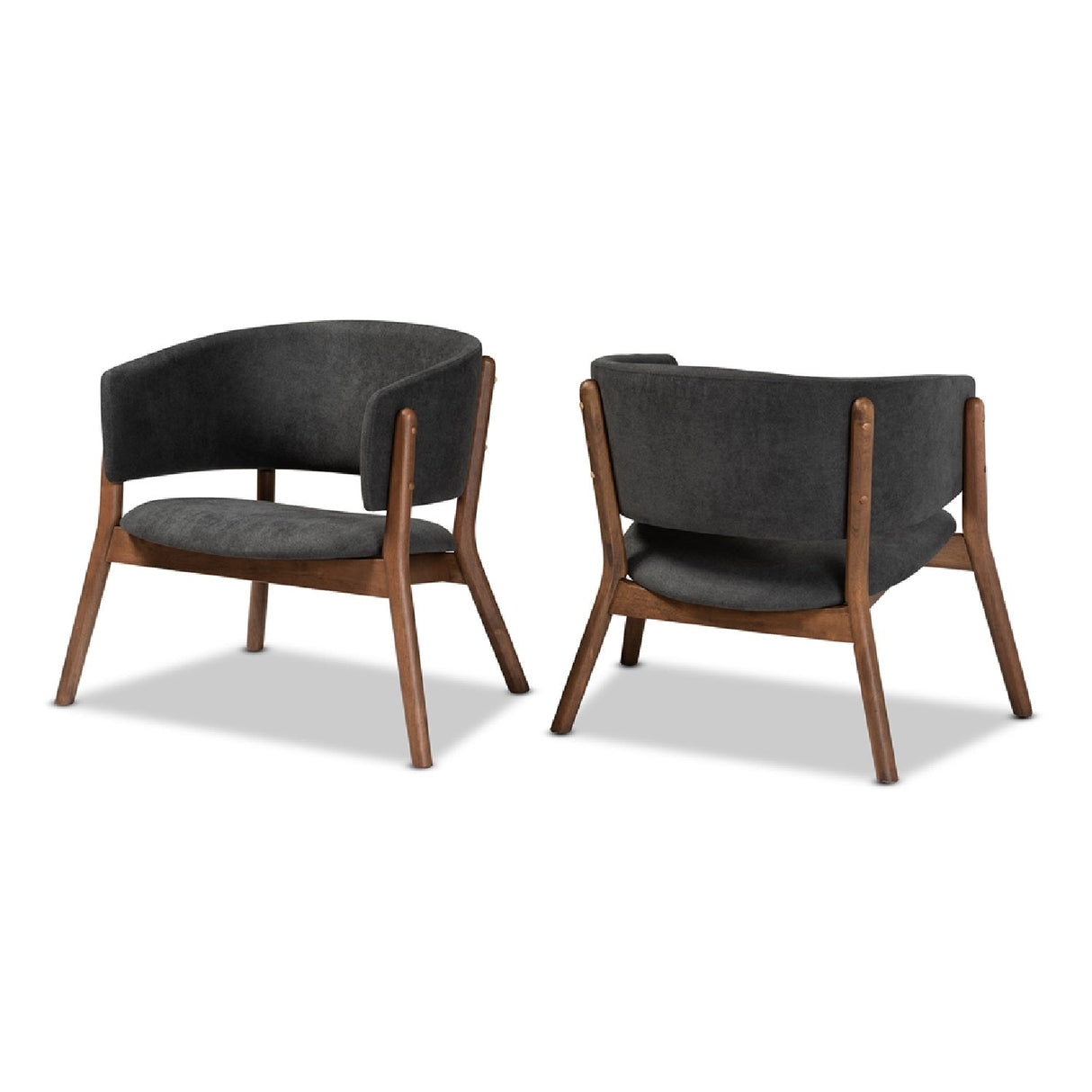 Modern European furniture - Walnut Framed Curve Accent Chairs 2 - www.oroa.com | Oroa.com