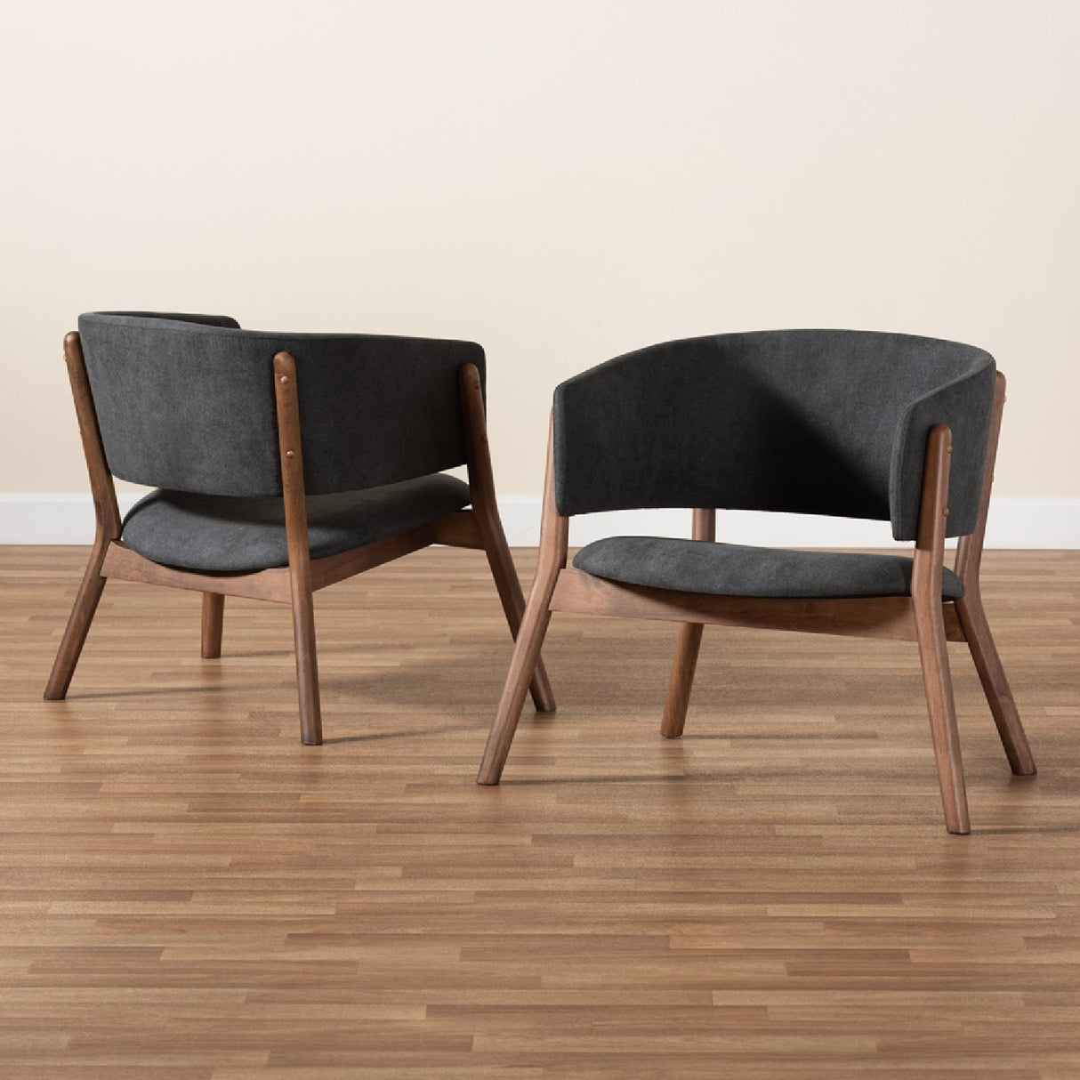 Modern European furniture - Walnut Framed Curve Accent Chairs 2 - www.oroa.com | Oroa.com