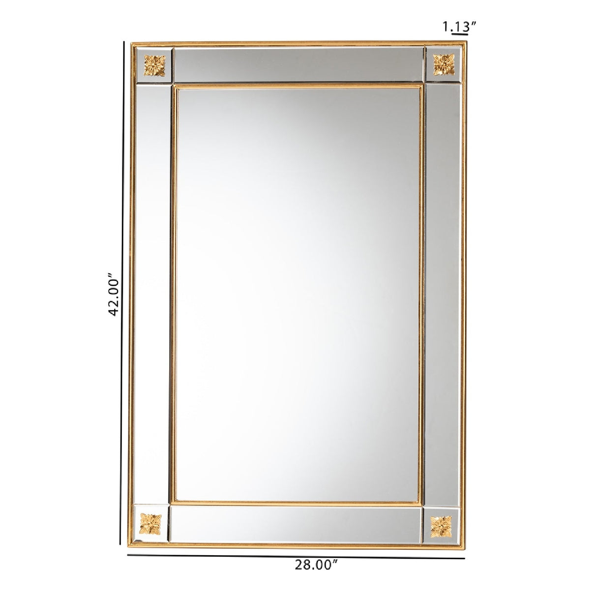 Modern European furniture - Rectangular Gold Accent Wall Mirror - www.oroa.com