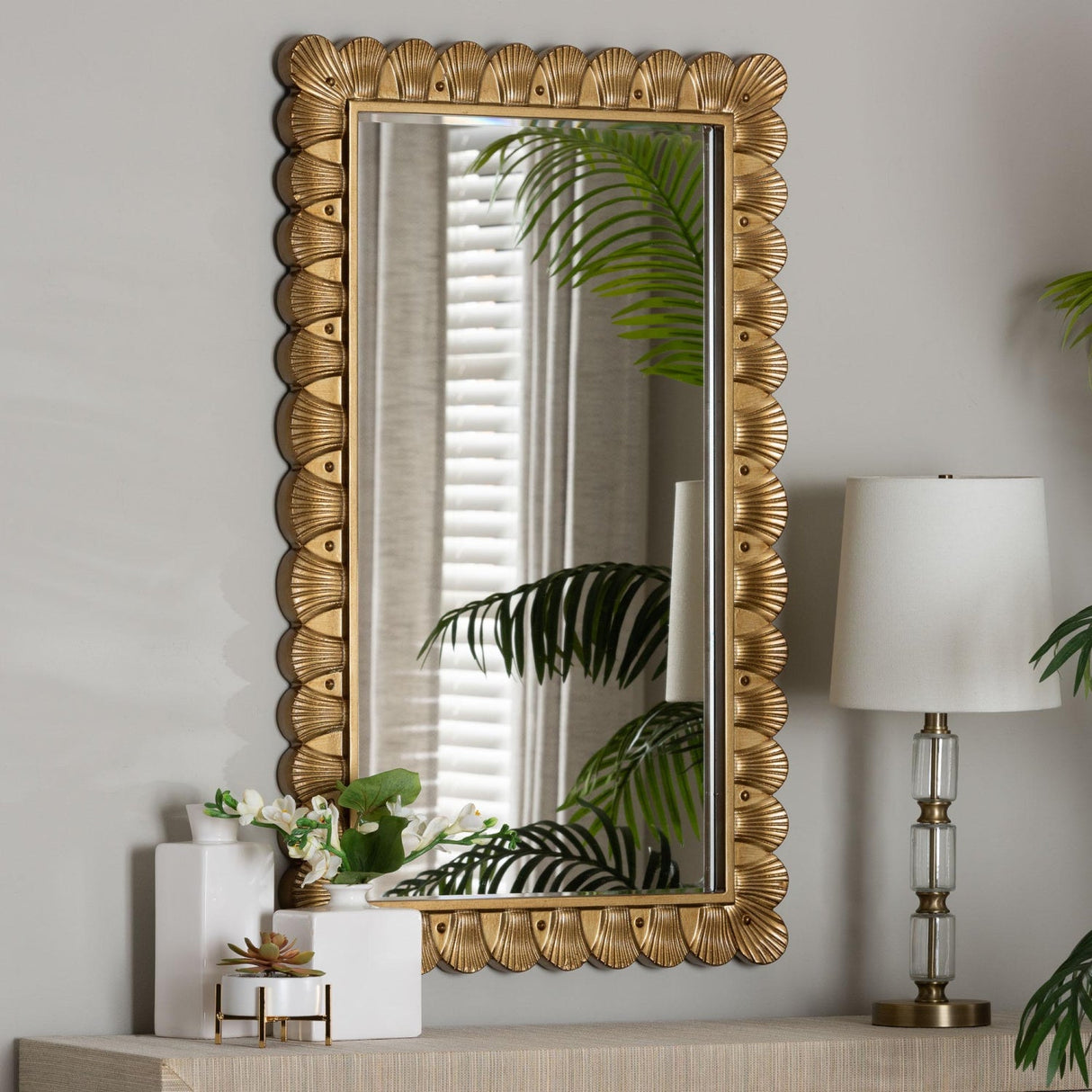 Modern European furniture - Gold Seashell Accent Mirror - www.oroa.com