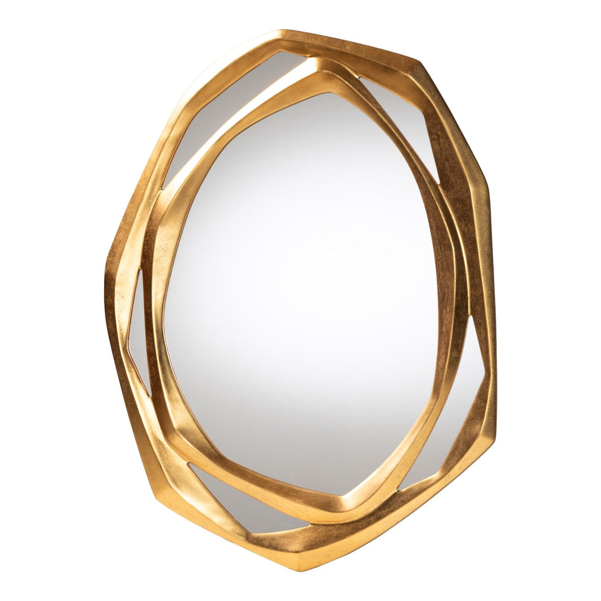 Modern European furniture - Gold Geometric Abstract Accent Mirror - www.oroa.com