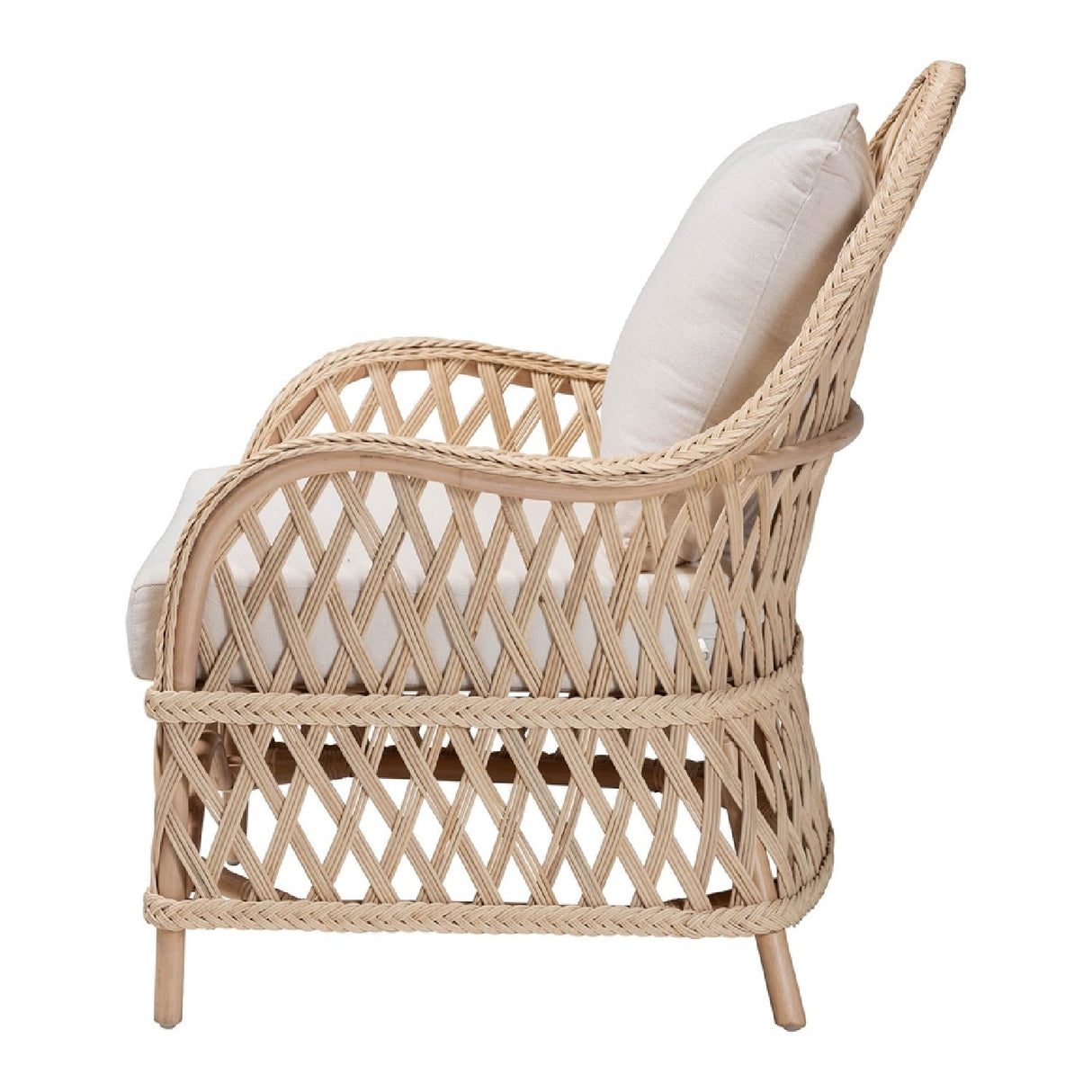 Modern European furniture - Braided Rattan Padded Lounge Chair - www.oroa.com