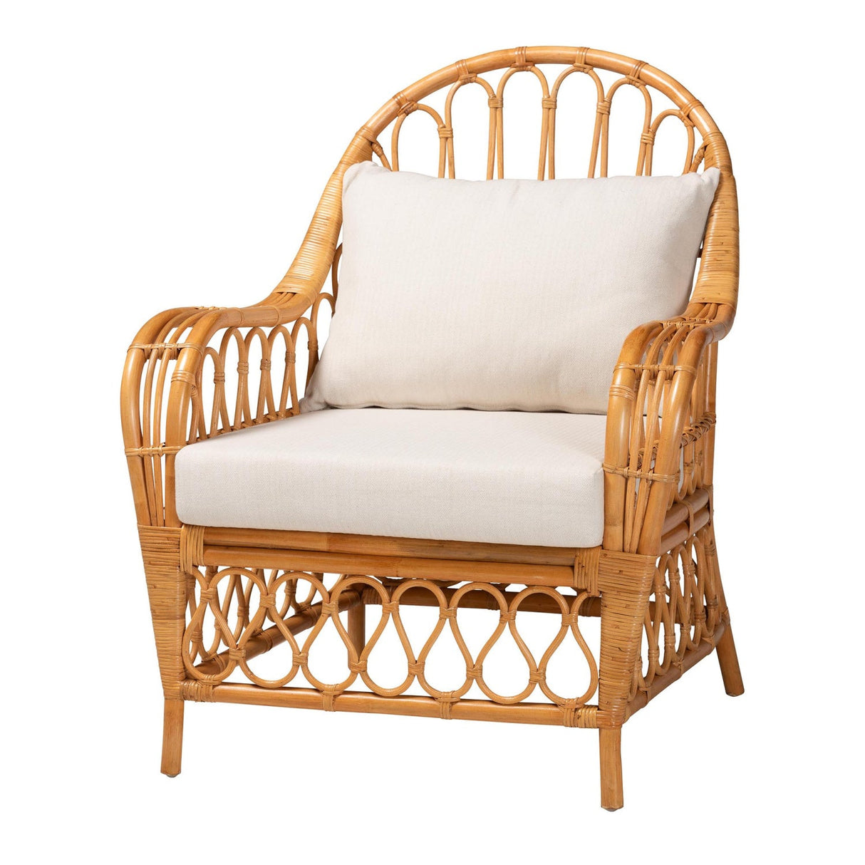 Modern European furniture - Bohemian Rattan Padded Lounge Chair - www.oroa.com
