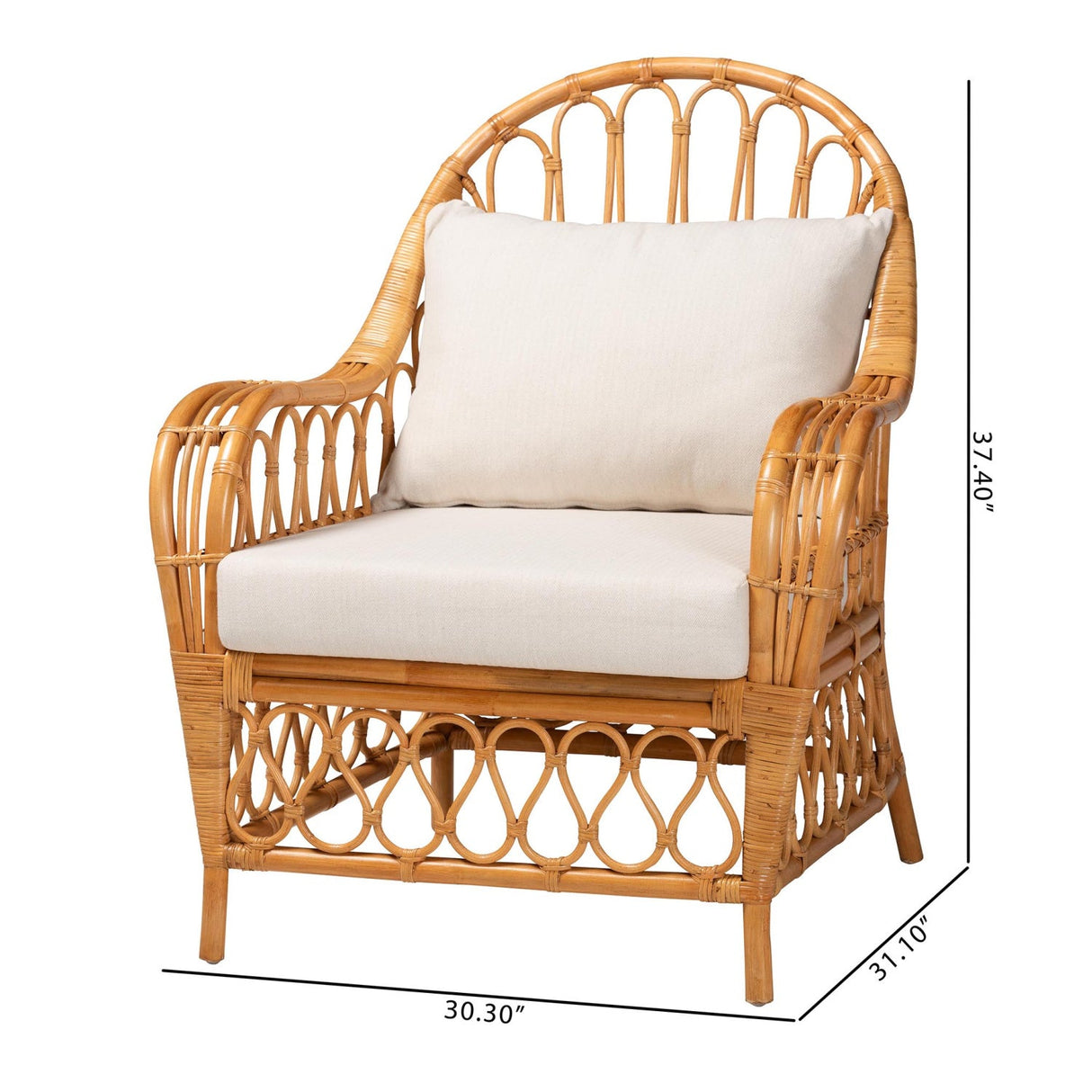 Modern European furniture - Bohemian Rattan Padded Lounge Chair - www.oroa.com