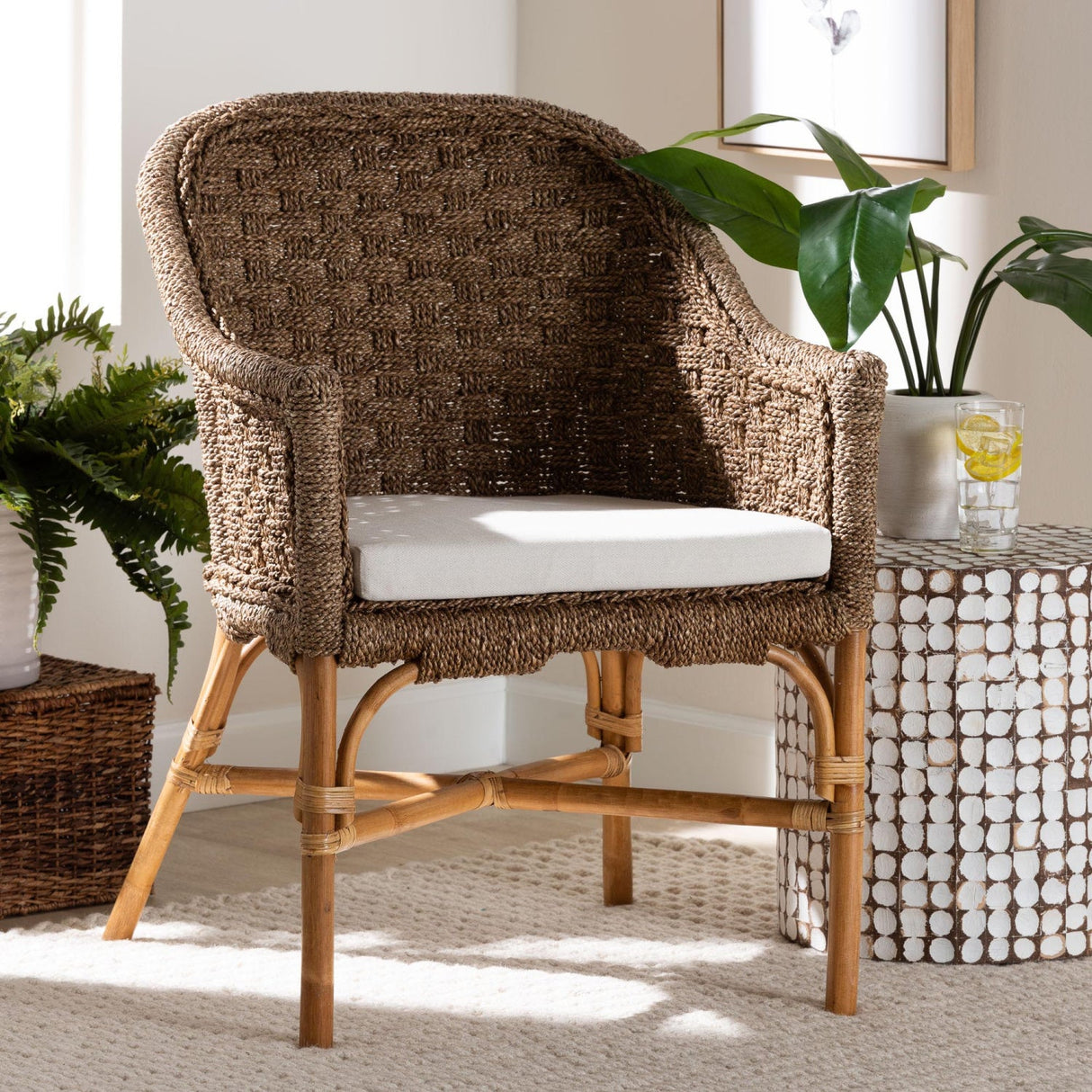 Modern European furniture - Woven Seagrass Bohemian Accent Chair - www.oroa.com