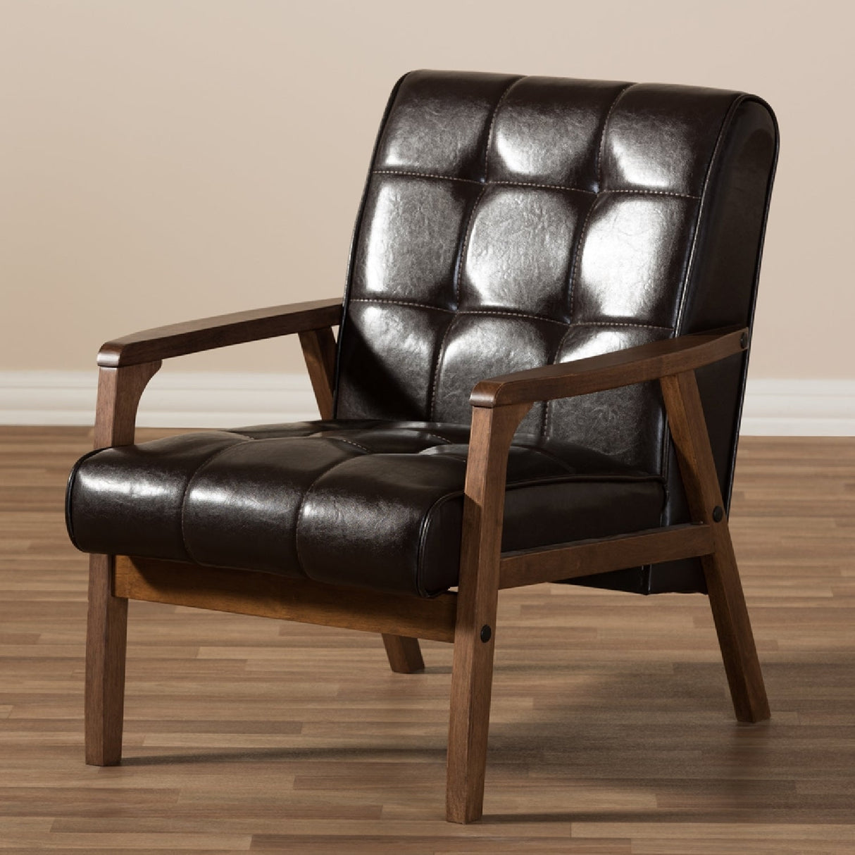 Modern European furniture - Brown Leather Inspired Club Chair - www.oroa.com | Oroa.com