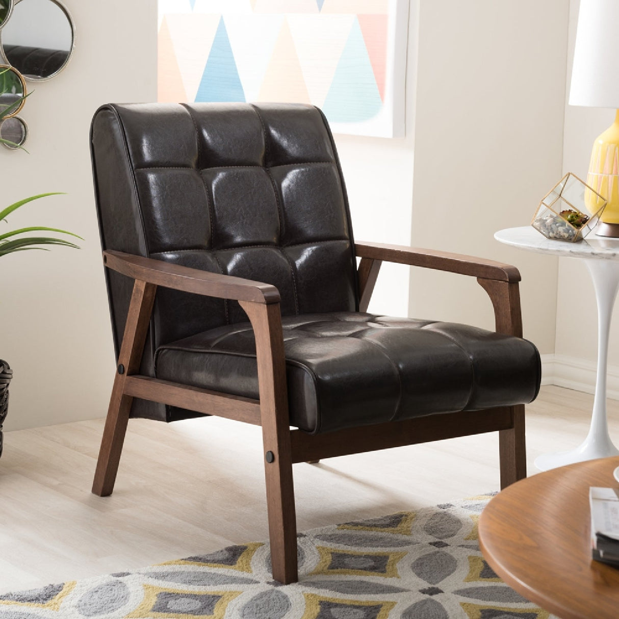 Modern European furniture - Brown Leather Inspired Club Chair - www.oroa.com | Oroa.com