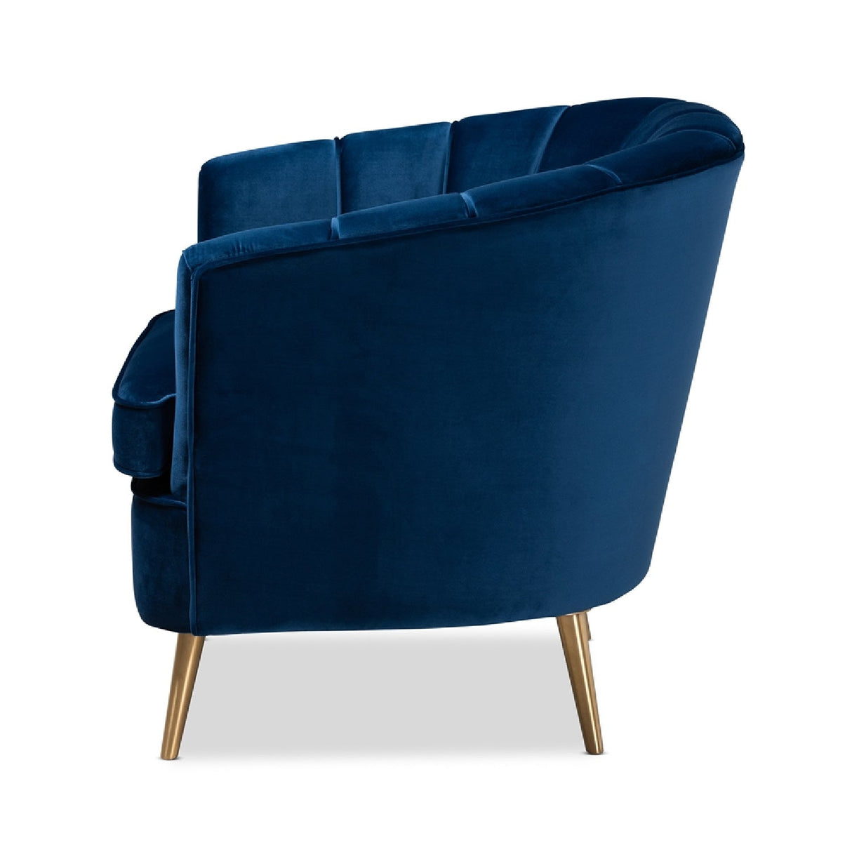 Modern European furniture - Channeled Blue Velvet Accent Chair - www.oroa.com