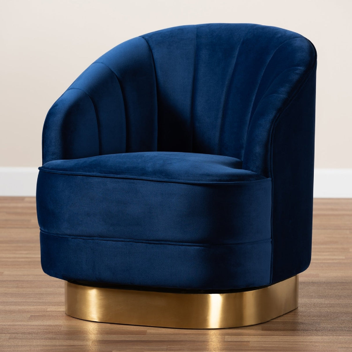 Modern European furniture - Blue Vevet Swivel Accent Chair - www.oroa.com