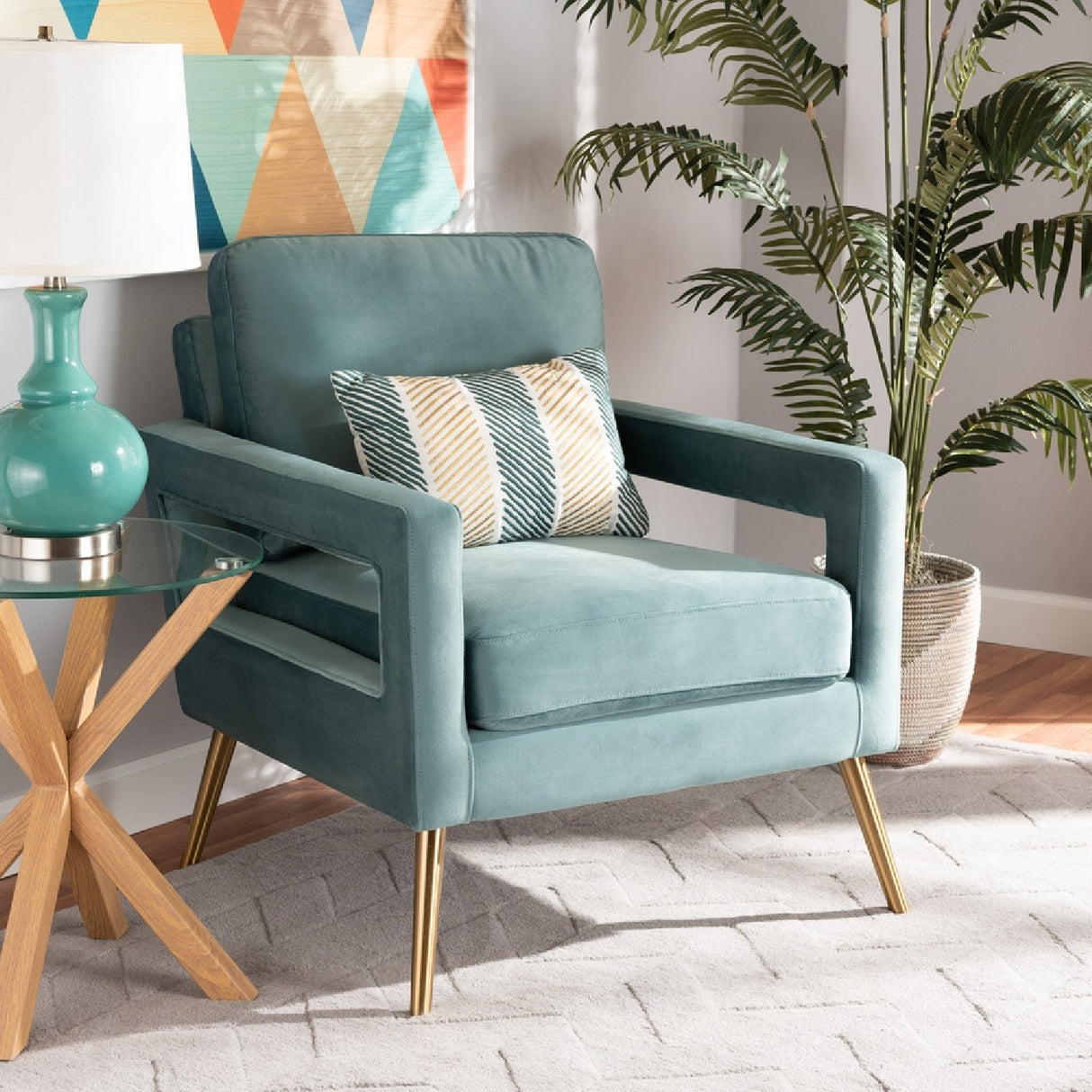 Modern European furniture - Velvet Open Armed Accent Chair - www.oroa.com | Oroa.com