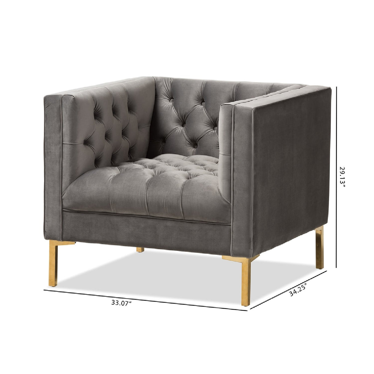 Button Tufted Velvet Lounge Chair | Bali Loom Zanetta | Oroa.com