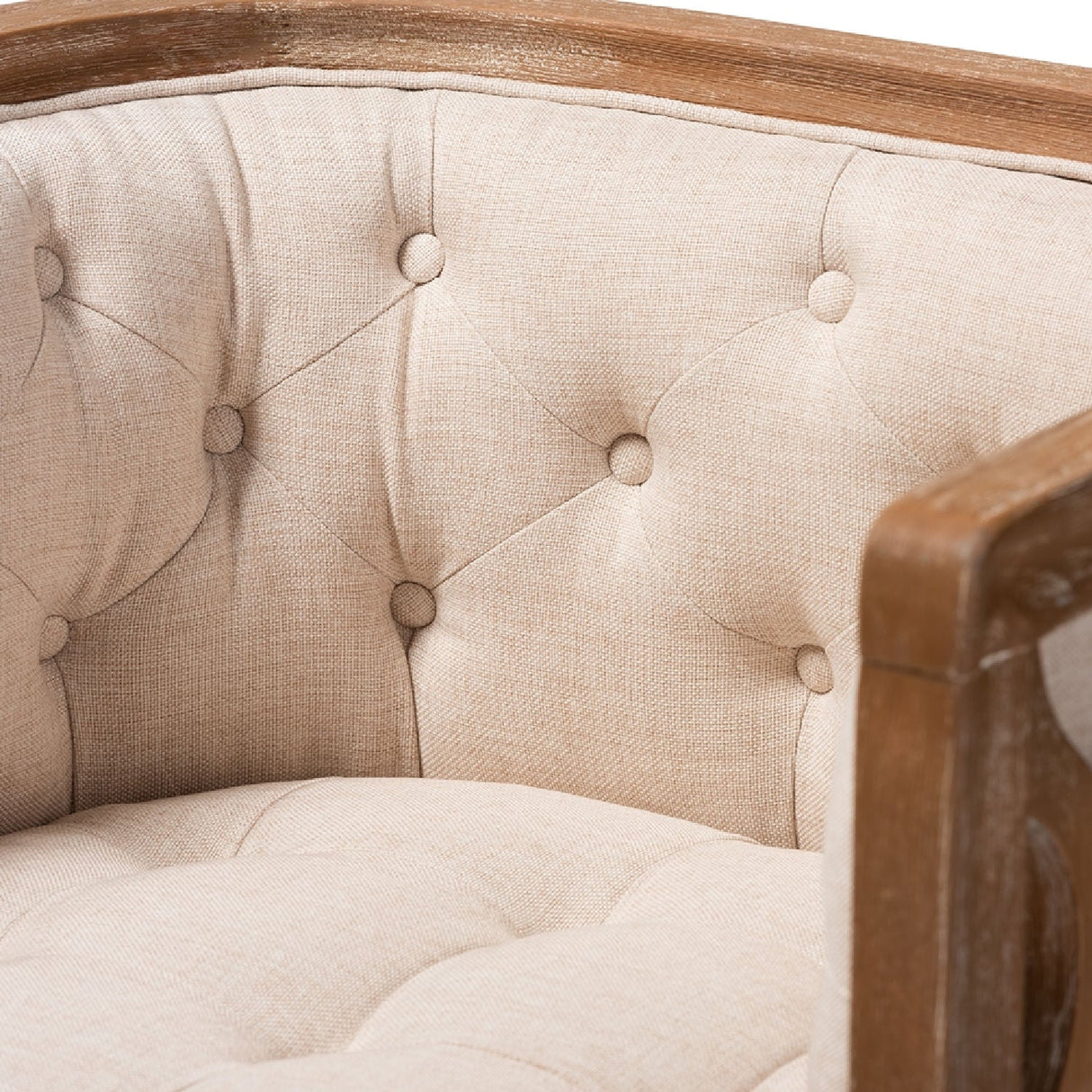 Modern European furniture - Button Tufted Beige Accent Barrel Chair - www.oroa.com