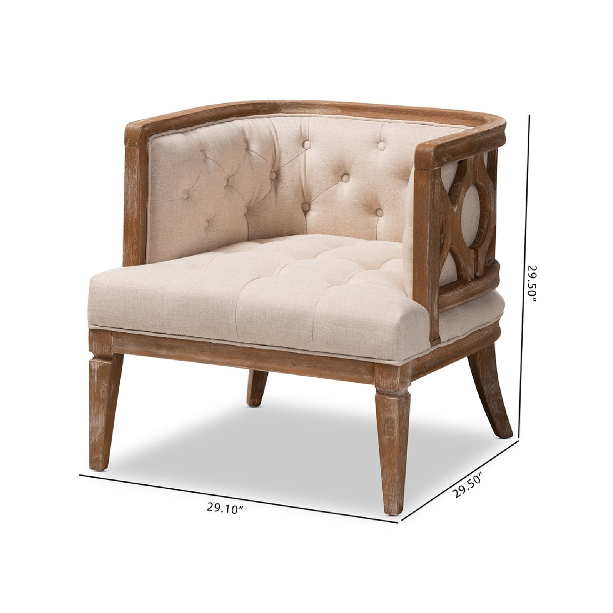 Modern European furniture - Button Tufted Beige Accent Barrel Chair - www.oroa.com