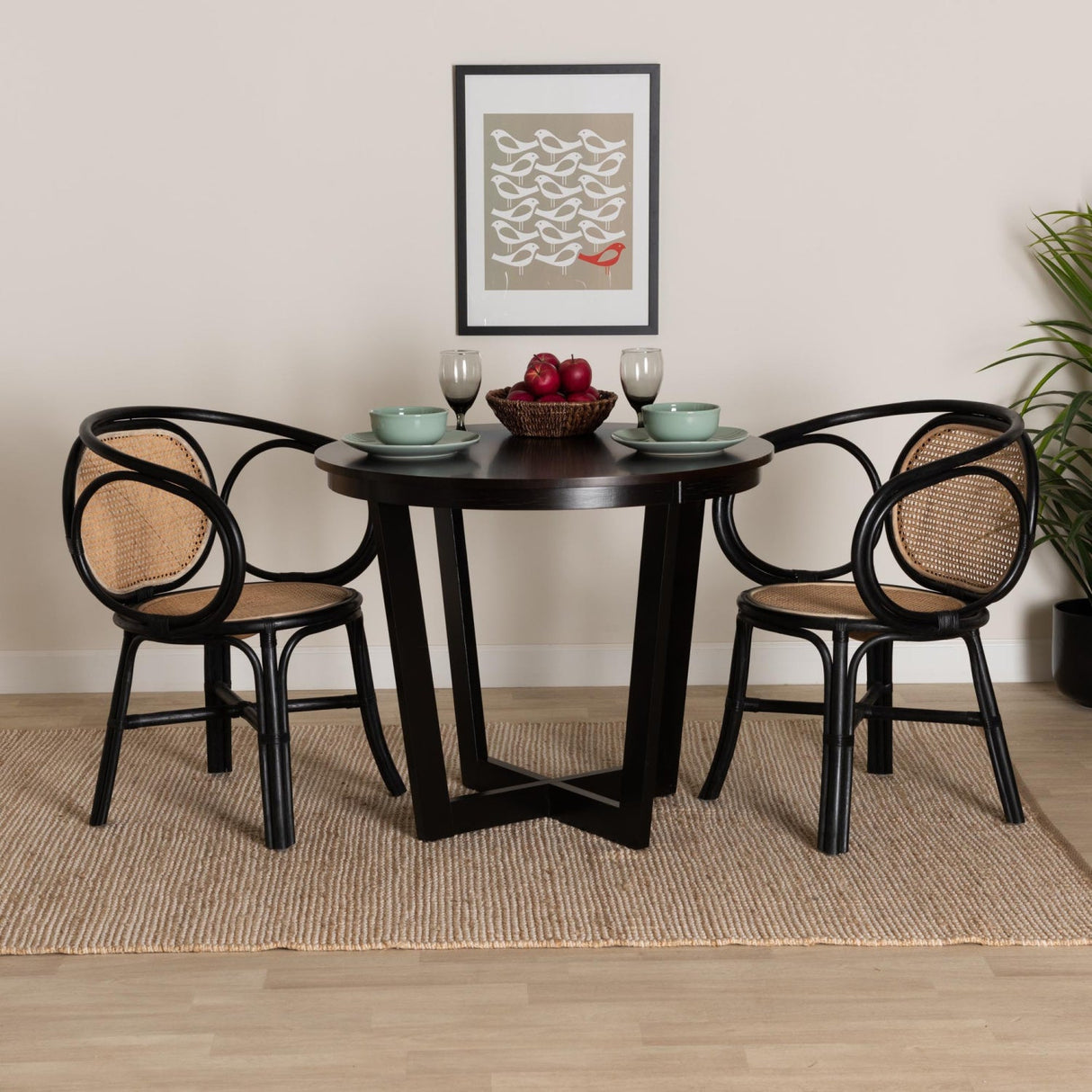 Modern European furniture - Black Framed Rattan Dining Chair - www.oroa.com