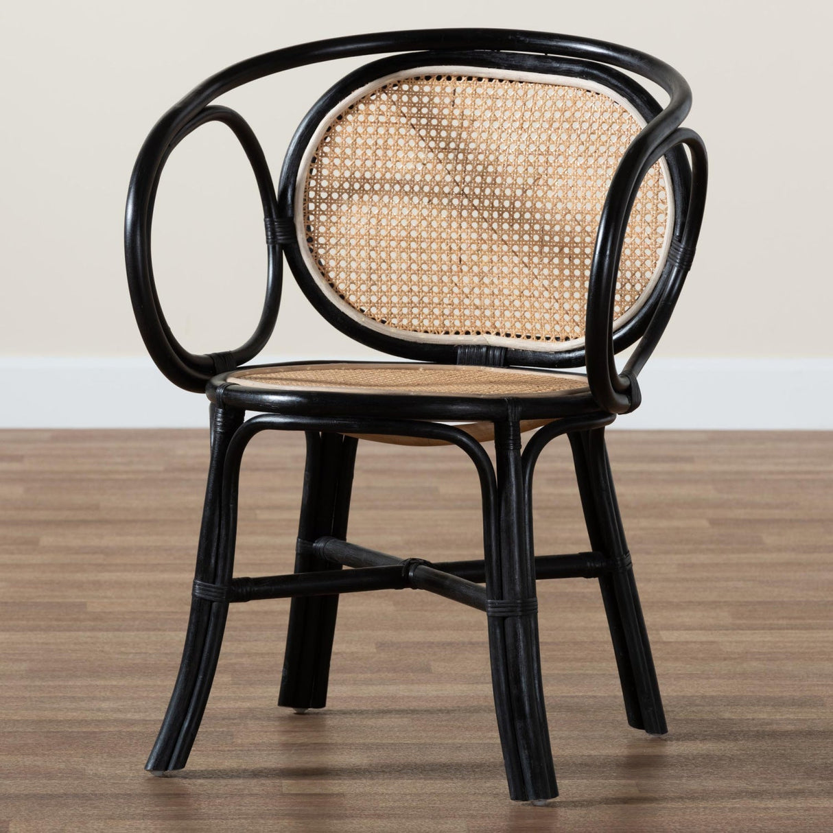 Modern European furniture - Black Framed Rattan Dining Chair - www.oroa.com
