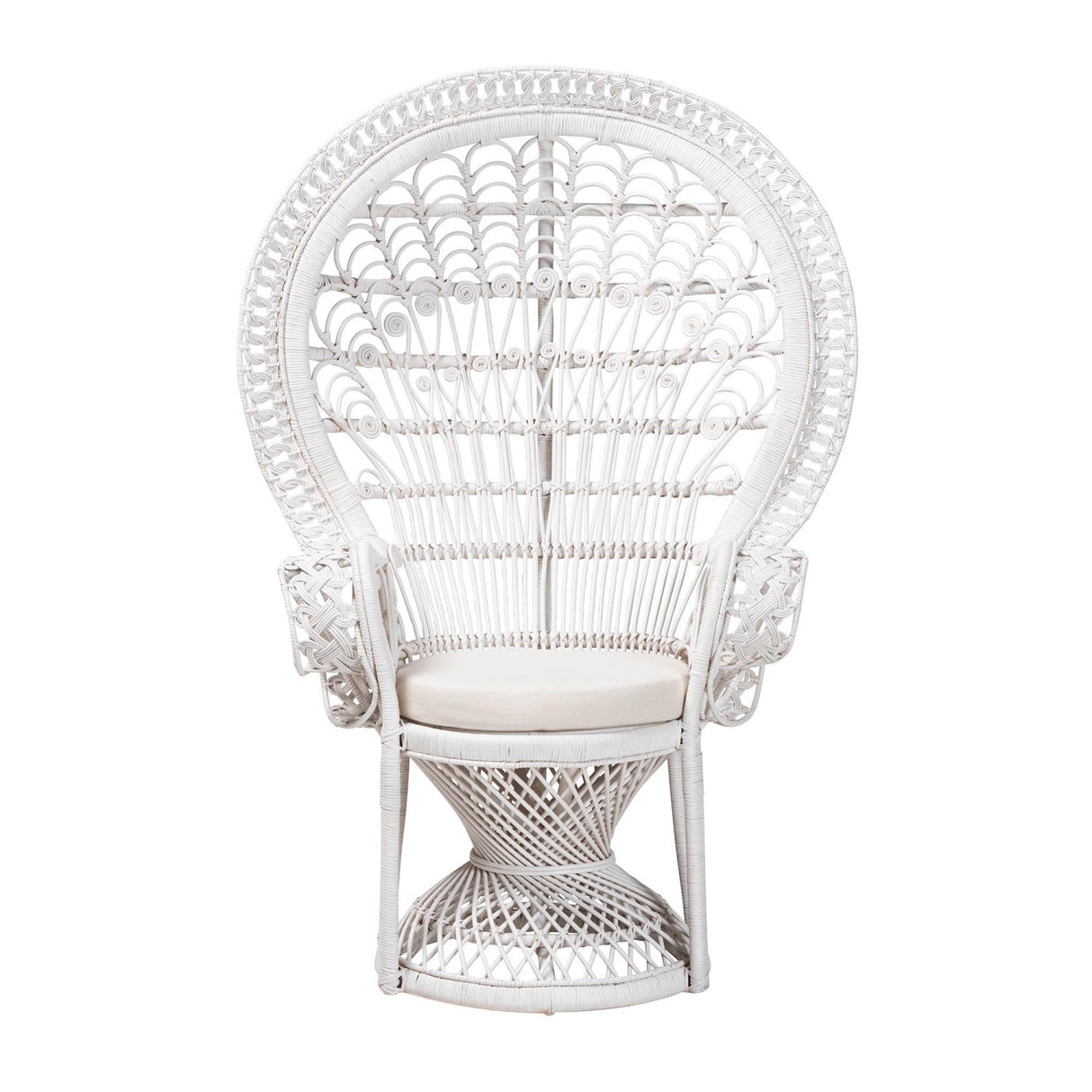 Modern European furniture - White Rattan Peacock Chair - www.oroa.com