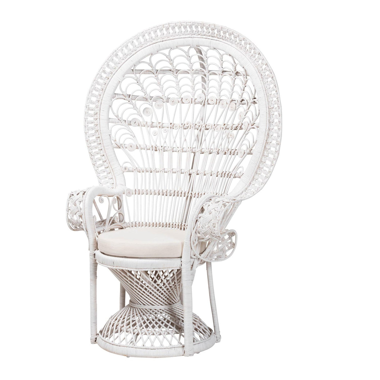 Modern European furniture - White Rattan Peacock Chair - www.oroa.com
