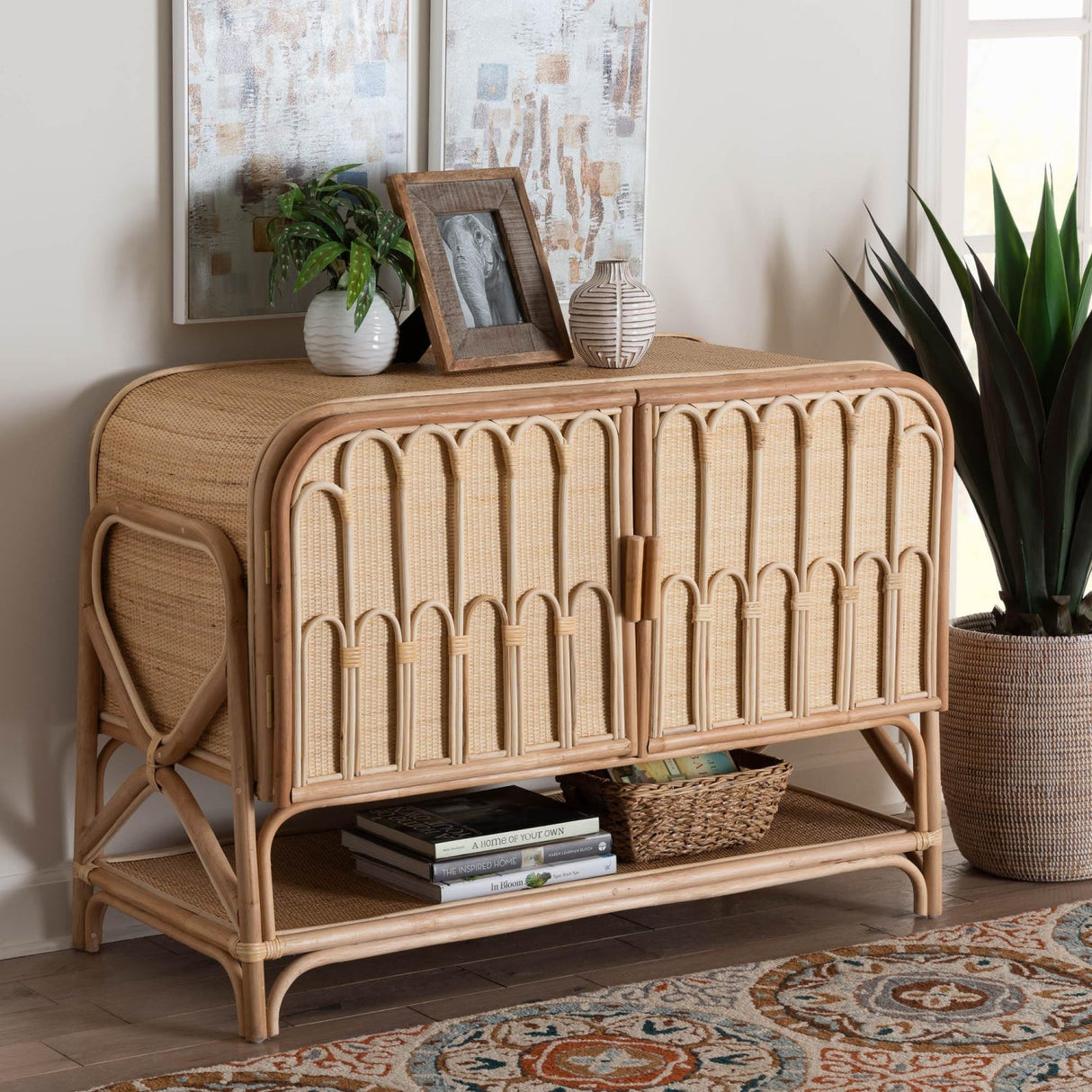 Modern European furniture - Curled Rattan Pole Cabinet - www.oroa.com