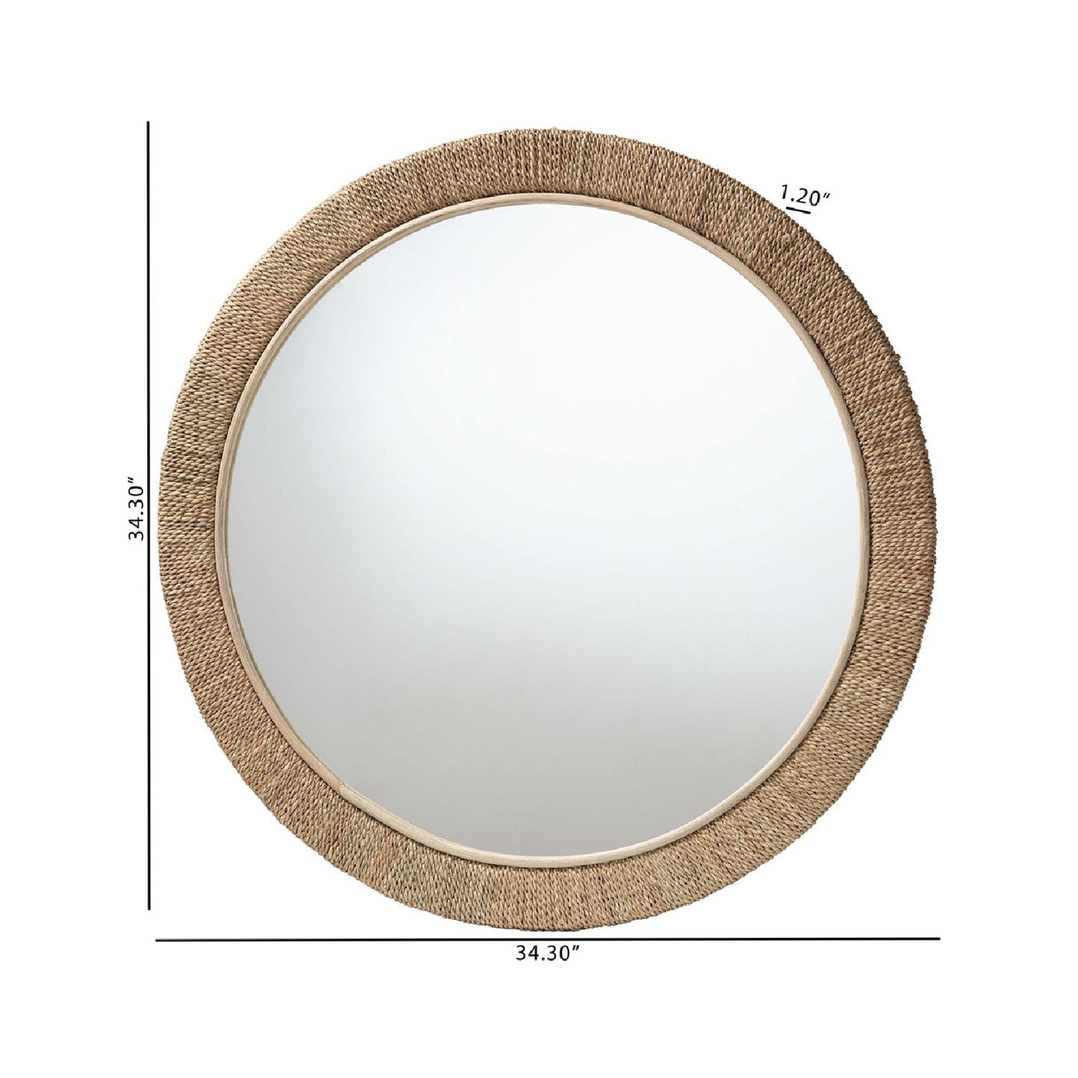 Modern European furniture - Woven Seagrass Round Wall Mirror - www.oroa.com