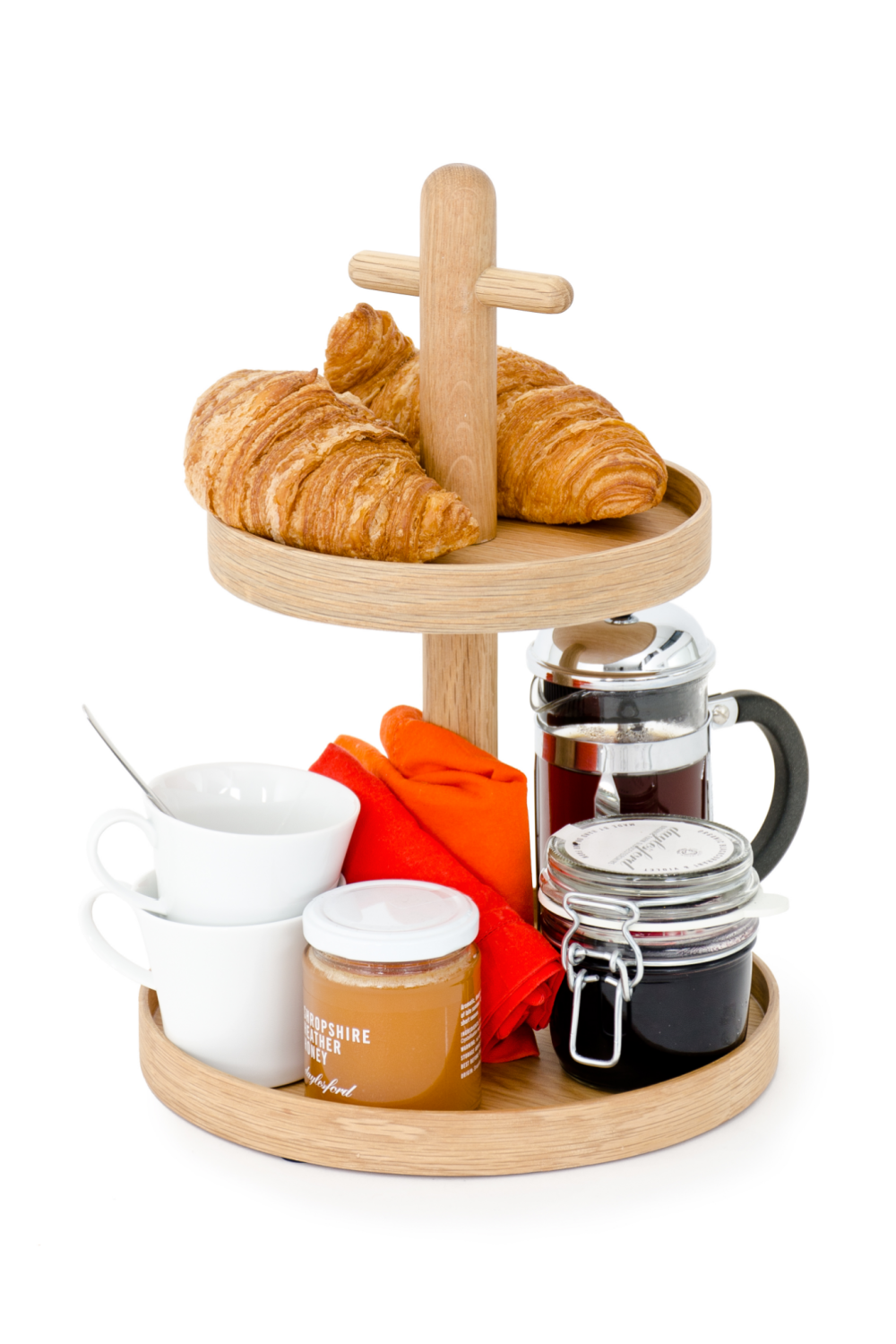 2-Tier Oak Condiment T top Stand | Wireworks Cook House | Oroa.com
