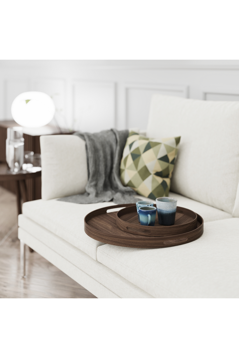 Wooden Round Tray | Wireworks Busboy | Oroa.com