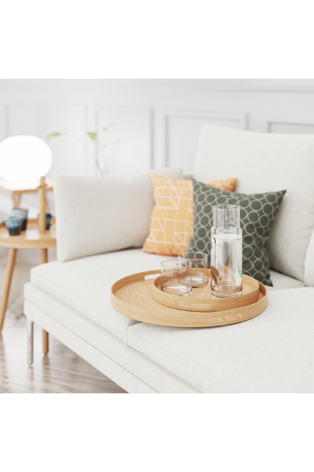 Wooden Round Tray | Wireworks Busboy 450 | Oroa.com