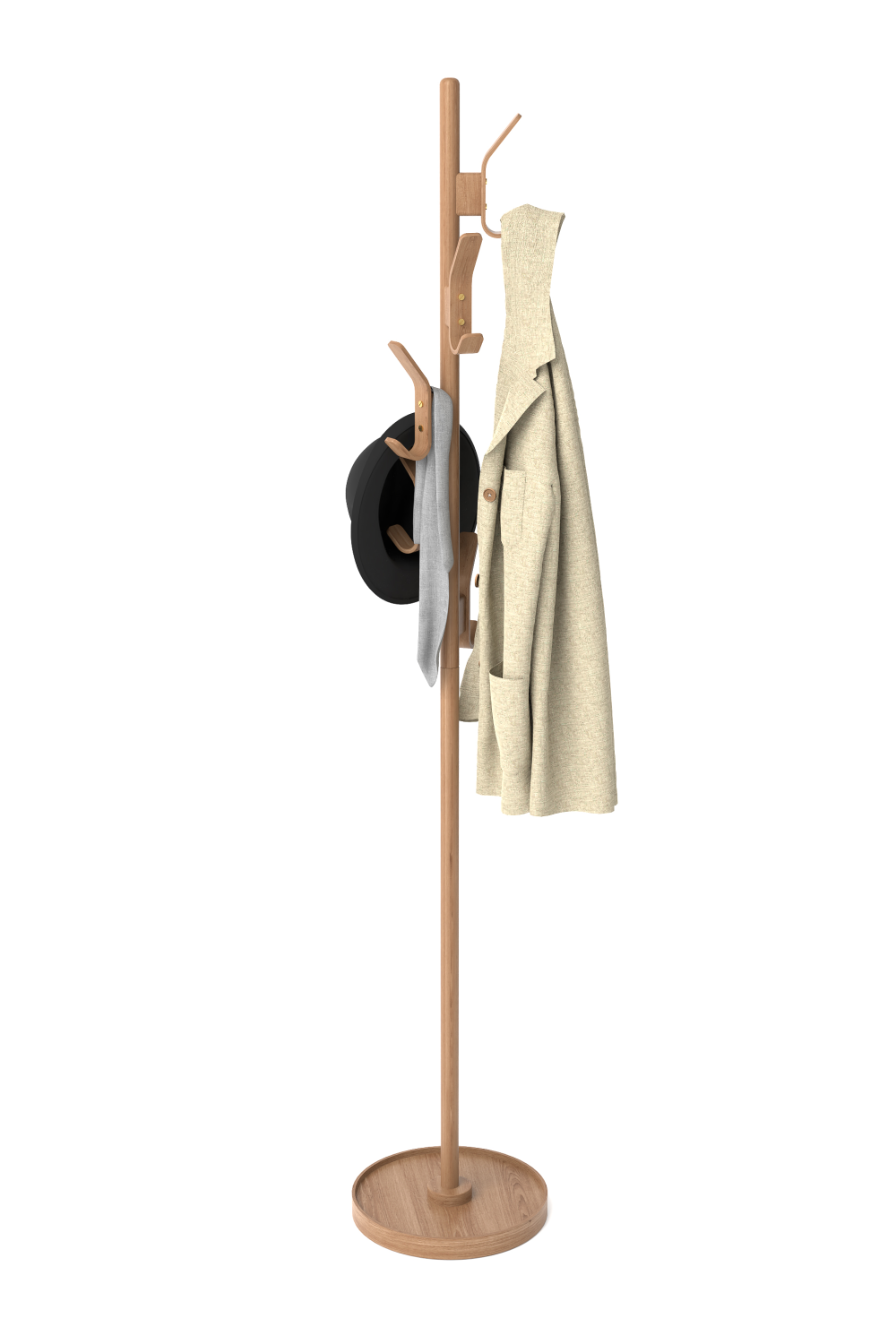 5-Hook Oak Coat Stand | Wireworks | Oroa.com