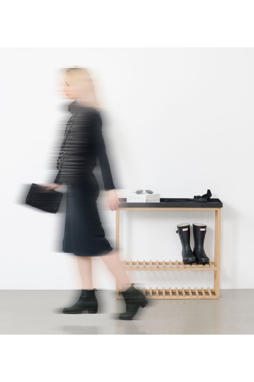 Black Rectangular Console Table with Storage | Wireworks Hello | Oroa.com