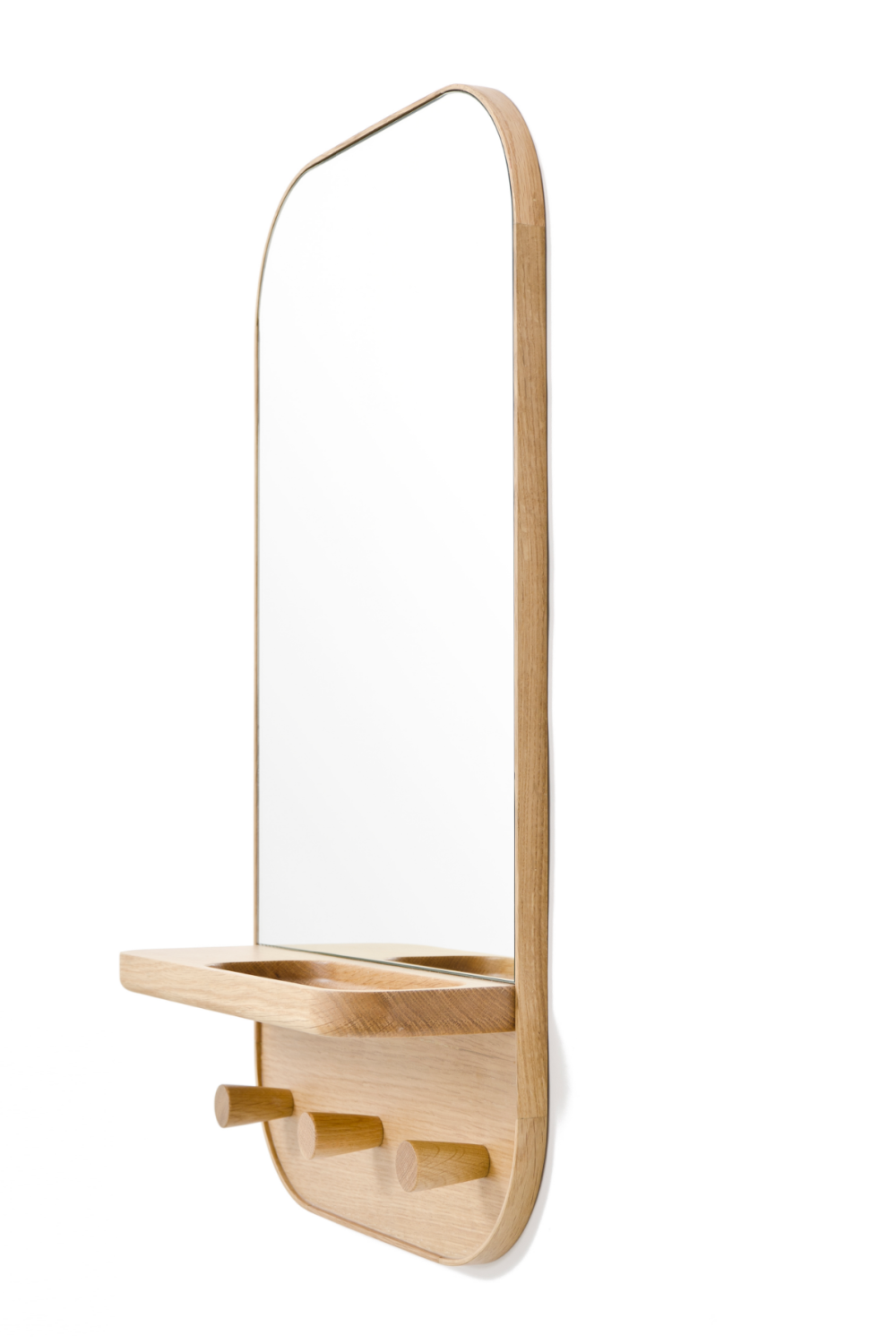 Oak Wooden Wall Storage Mirror | Wireworks Silent | Oroa.com