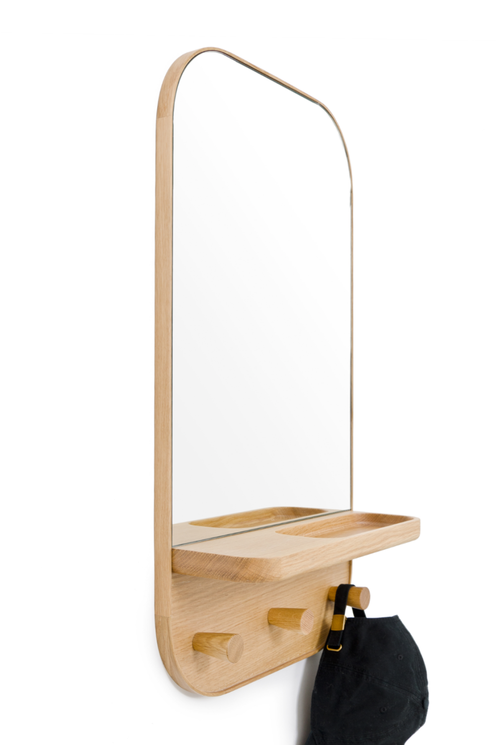 Oak Wooden Wall Storage Mirror | Wireworks Silent | Oroa.com