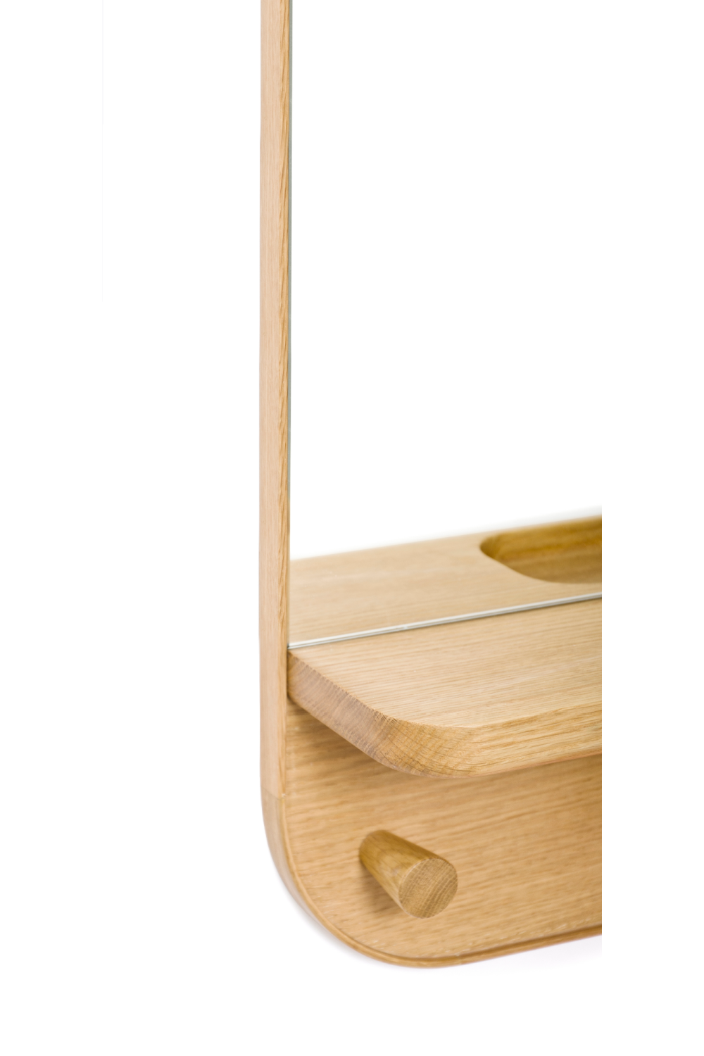 Oak Wooden Wall Storage Mirror | Wireworks Silent | Oroa.com