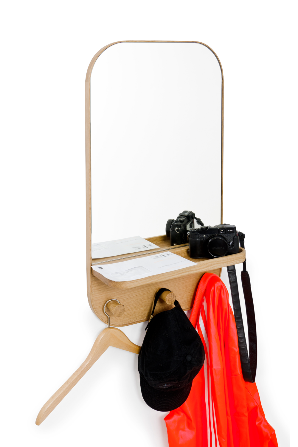 Oak Wooden Wall Storage Mirror | Wireworks Silent | Oroa.com
