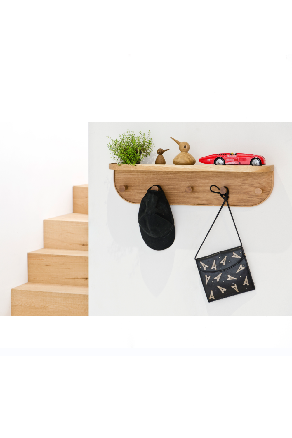 Oak Five-Hook Storage Shelf | Wireworks Nook | Oroa.com