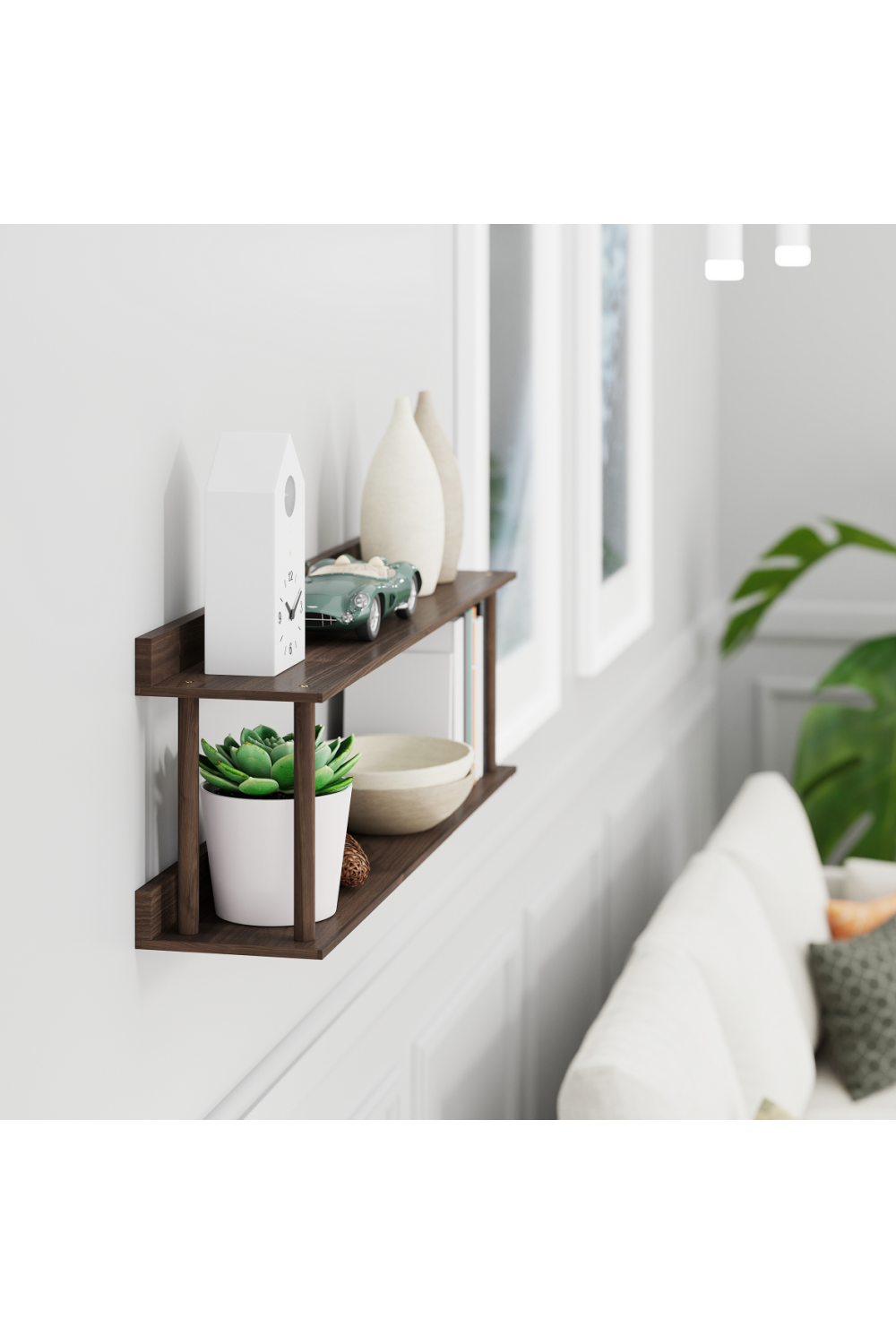 2 Level Wooden Wall Shelf | Wireworks Platform 2 | Oroa.com
