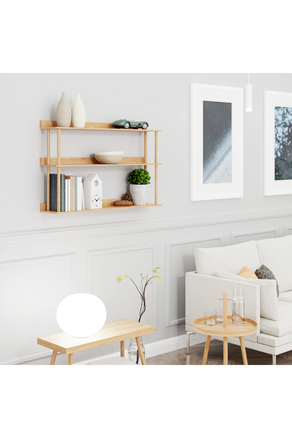 3 Level Wooden Wall Shelf | Wireworks Platform 3 | Oroa.com