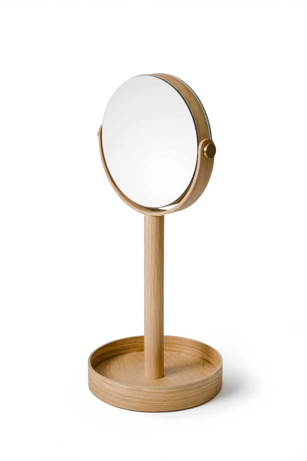 Oak Double Face Mirror with Storage Tray | Wireworks Close-up | Oroa.com