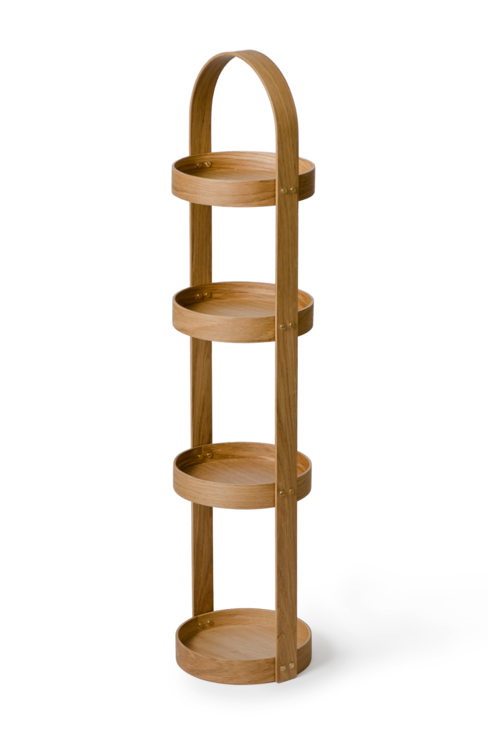 4 Tray Round Oak Storage Caddy | Wireworks Mezza | Oroa.com