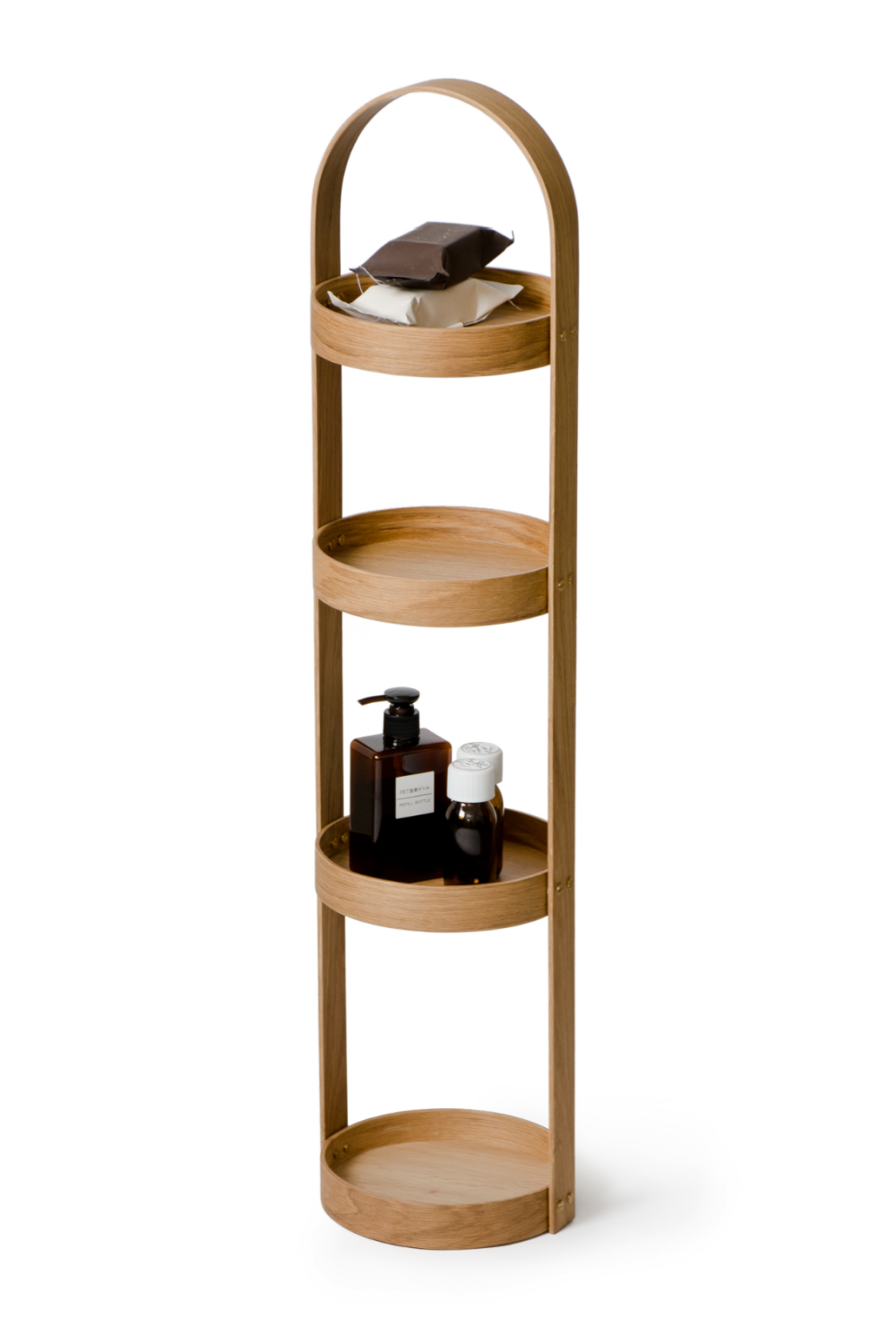 4 Tray Round Oak Storage Caddy | Wireworks Mezza | Oroa.com
