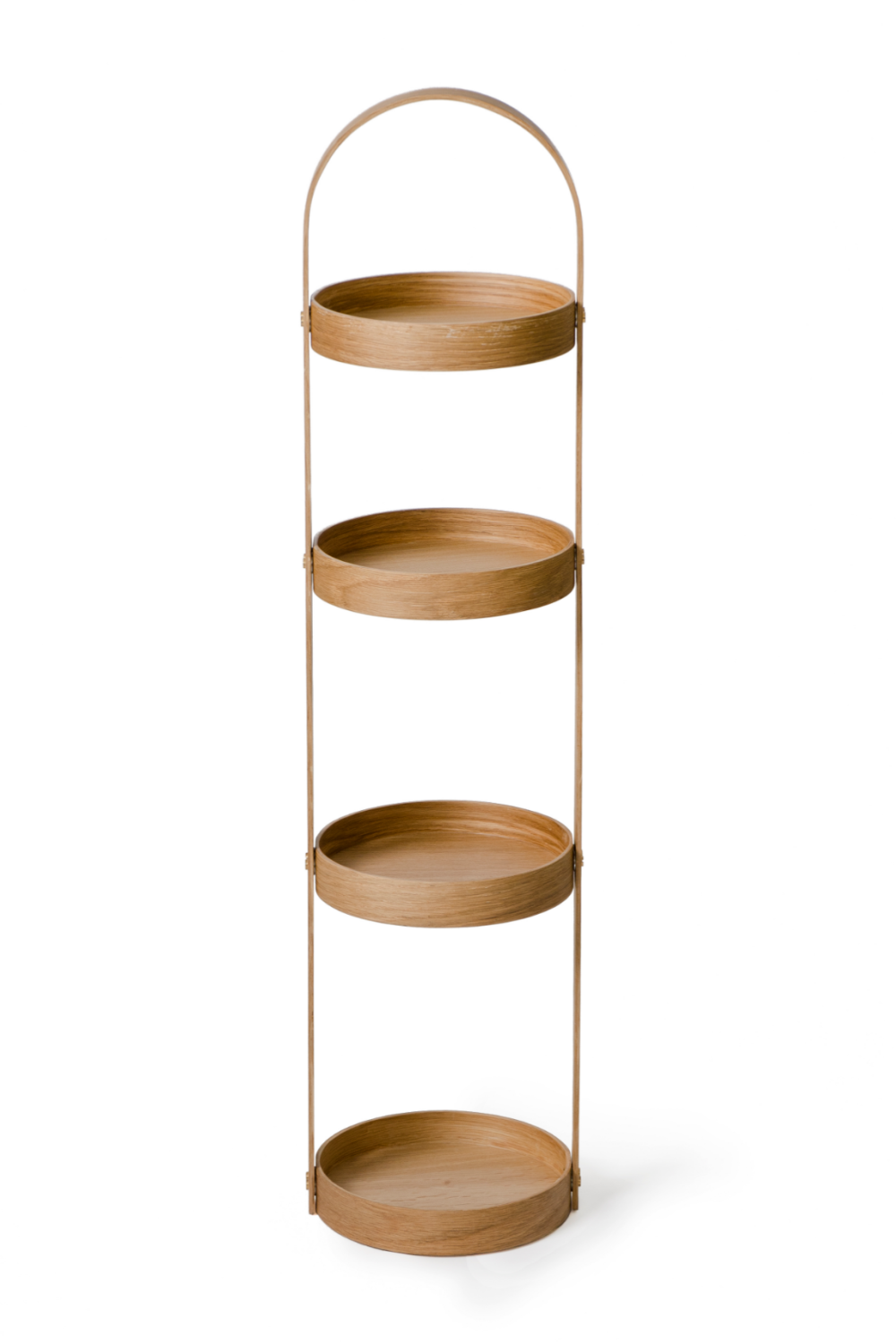 4 Tray Round Oak Storage Caddy | Wireworks Mezza | Oroa.com