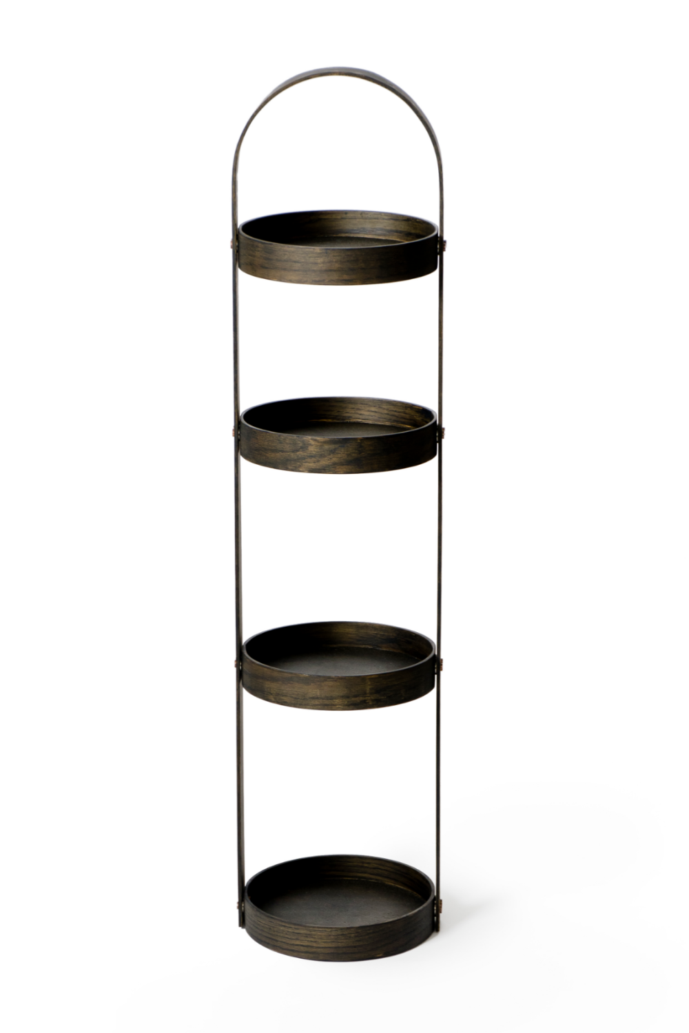 4 Tray Round Oak Storage Caddy | Wireworks Mezza | Oroa.com