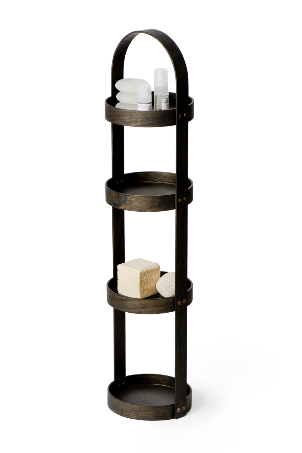 4 Tray Round Oak Storage Caddy | Wireworks Mezza | Oroa.com