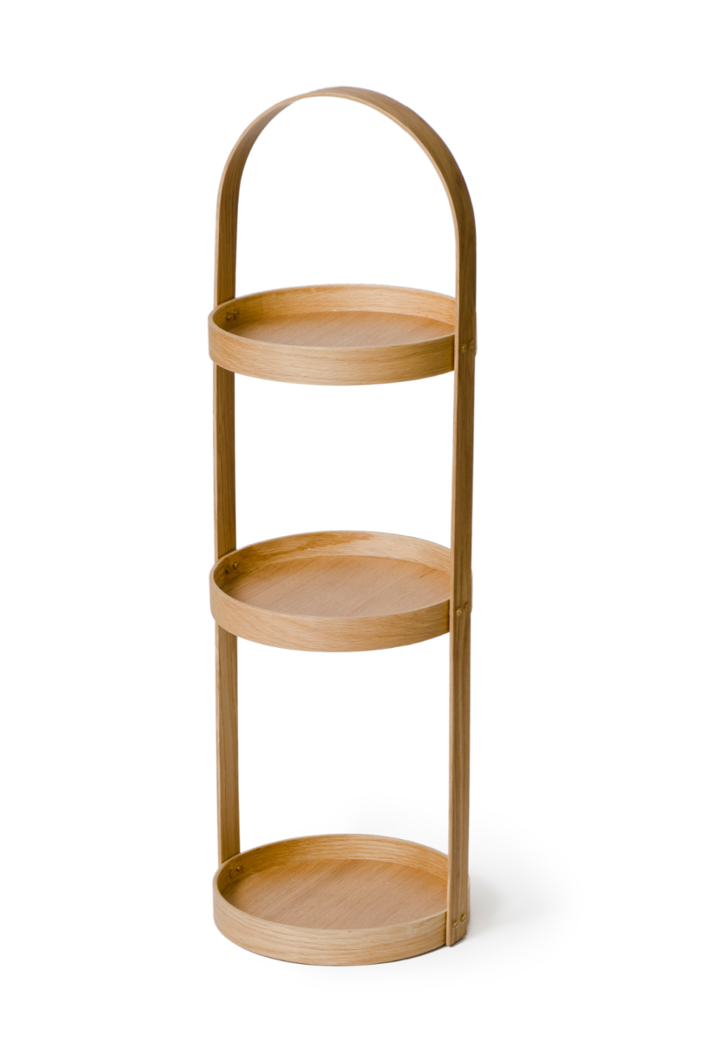 3 Tray Round Oak Storage Caddy | Wireworks Mezza | Oroa.com